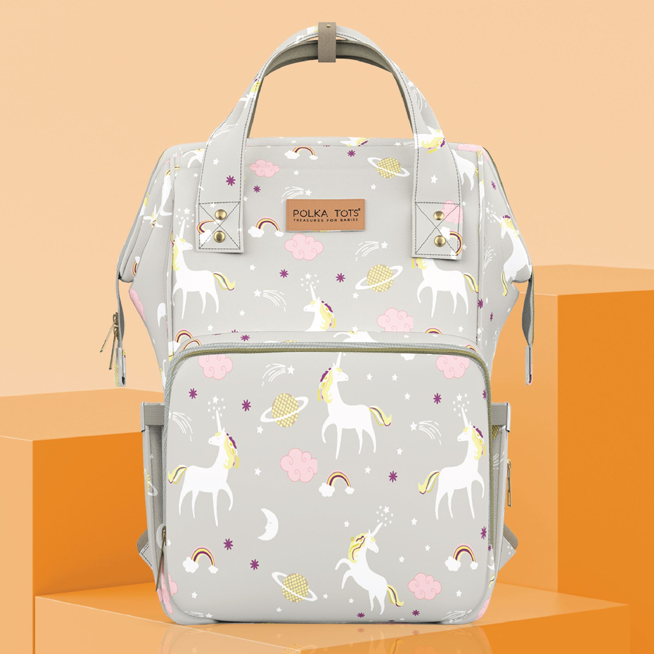 polka tots Baby Waterproof Travel Backpacks with 17+ Pockets for Mothers - Unicorn Design Messenger Diaper Bag-picture-13