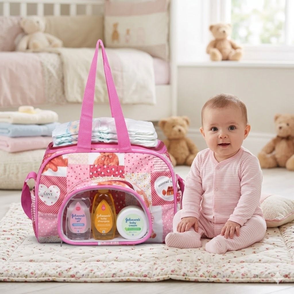 Waterproof Baby Diaper Bag with 3 Compartments 2 Side Pockets & Dual Zip Closure Mom Carry Bag-image-32