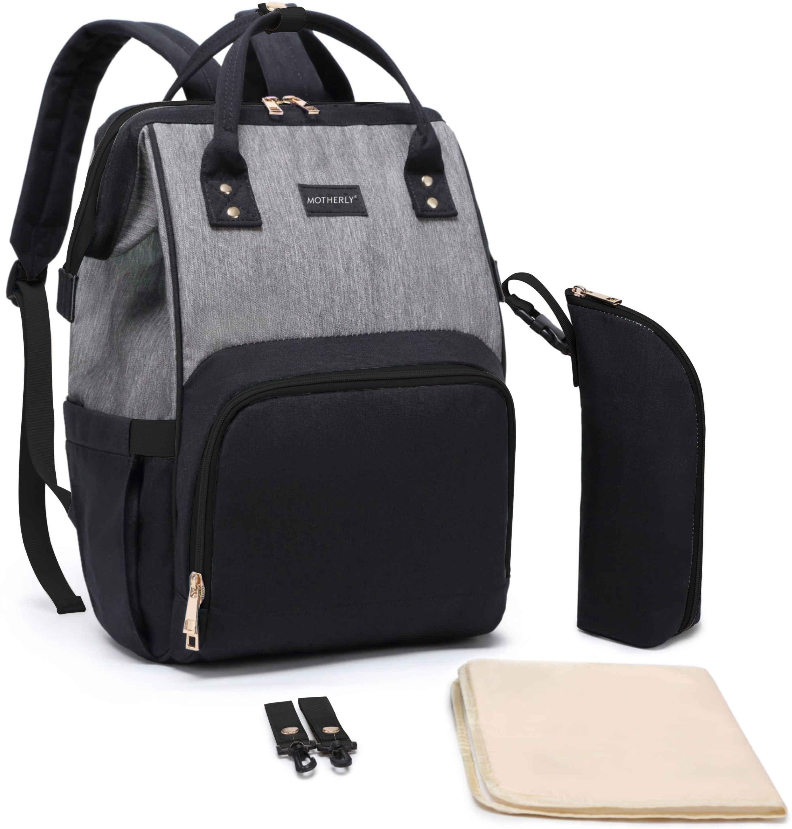 Diaper Bags for Mothers with 1 Bottle Bag + 1 Changing Mat + 1 Set of Stroller Hooks Backpack Diaper Bag(With 6 months warranty)-image-30