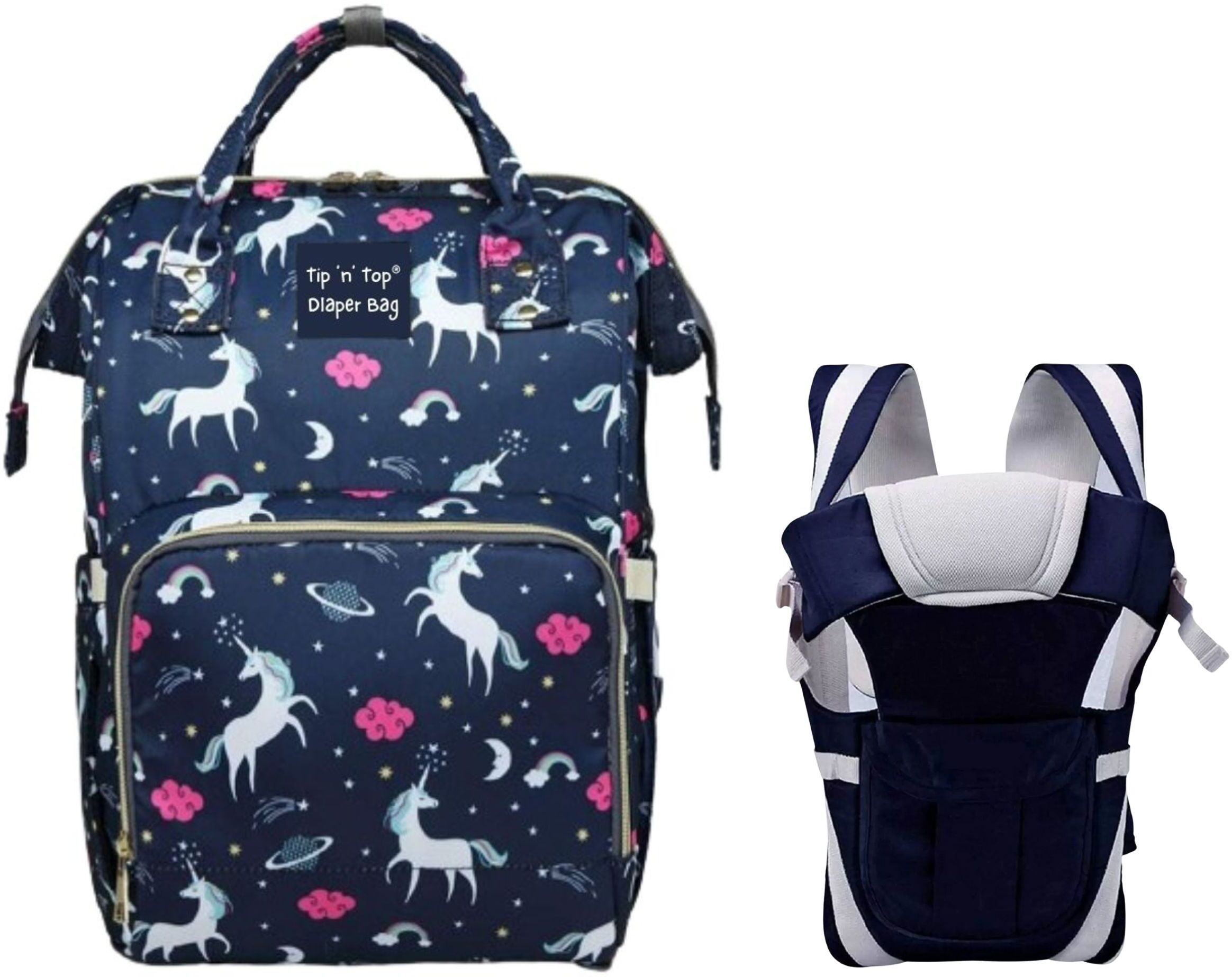 Premium Baby Diaper Bag for Mother + Blue Baby Carrier, Diaper Bag-image-9