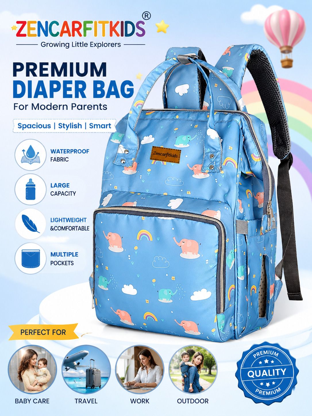Diaper Bags for Mom Travel Basic Edition|6 Month Warranty printed diaper bag printed diaper bag-image-8