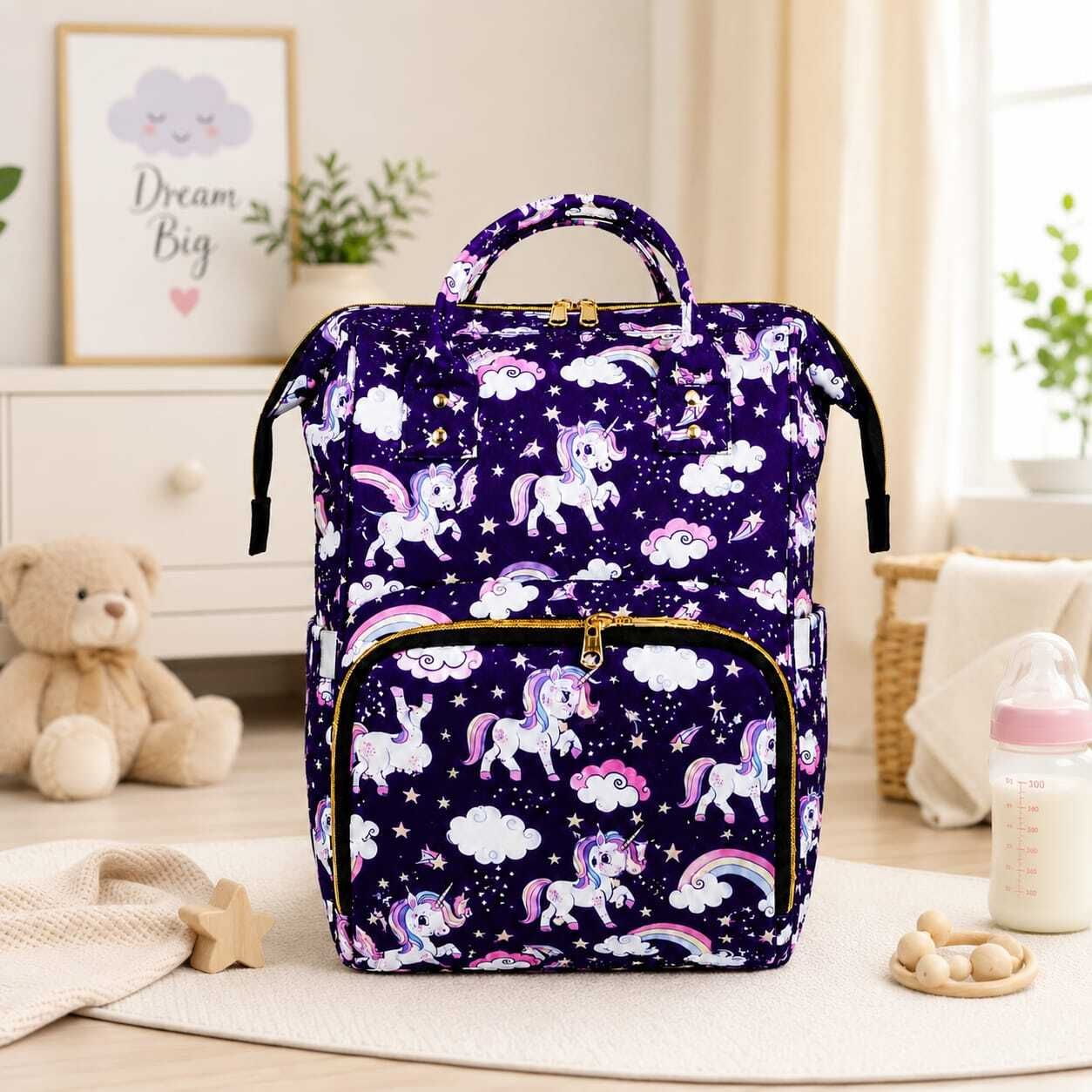 Horse Printed Stylish Diaper Bag Backpack-image-38