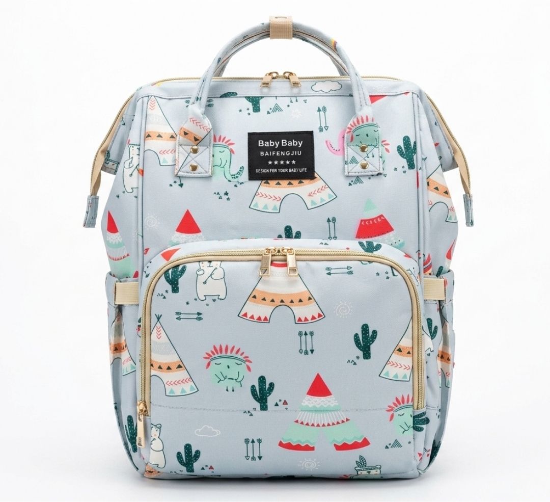 Printed Waterproof Mommy Bag Diaper Backpack with Multi Compartments Diaper Backpack / Mommy Bag-image-22