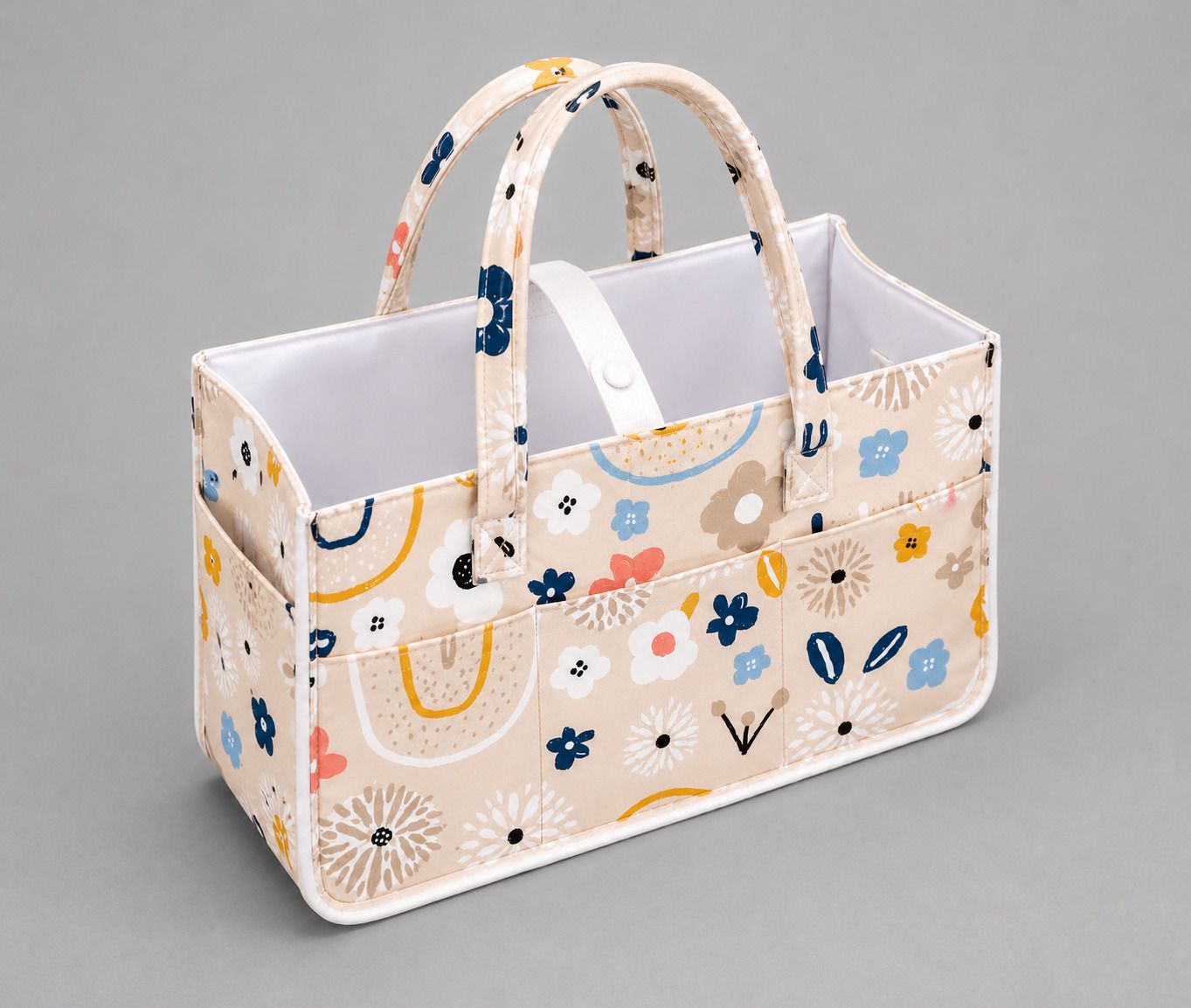 Flower Pattern Baby Nappy Caddy with Removable Dividers diaper bag-image-39