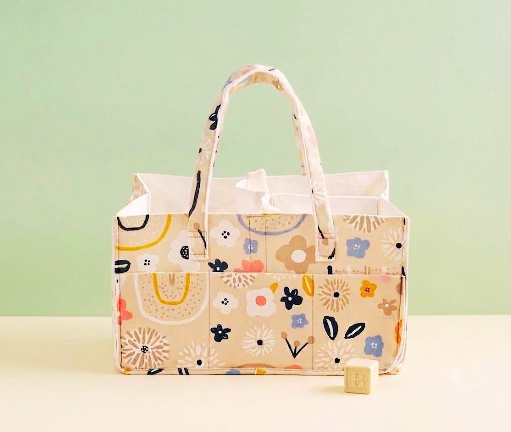 Flower Pattern Baby Nappy Caddy with Removable Dividers diaper bag-image-45