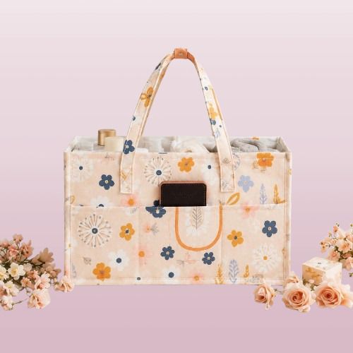 kemiv Flower Pattern Baby Nappy Caddy with Removable Dividers diaper bag-picture-31
