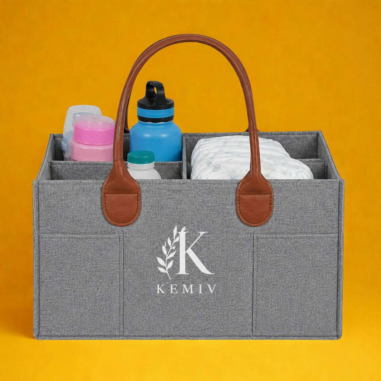 kemiv Foldable Diaper Caddy Bag with Leather Handle diaper bag-picture-22