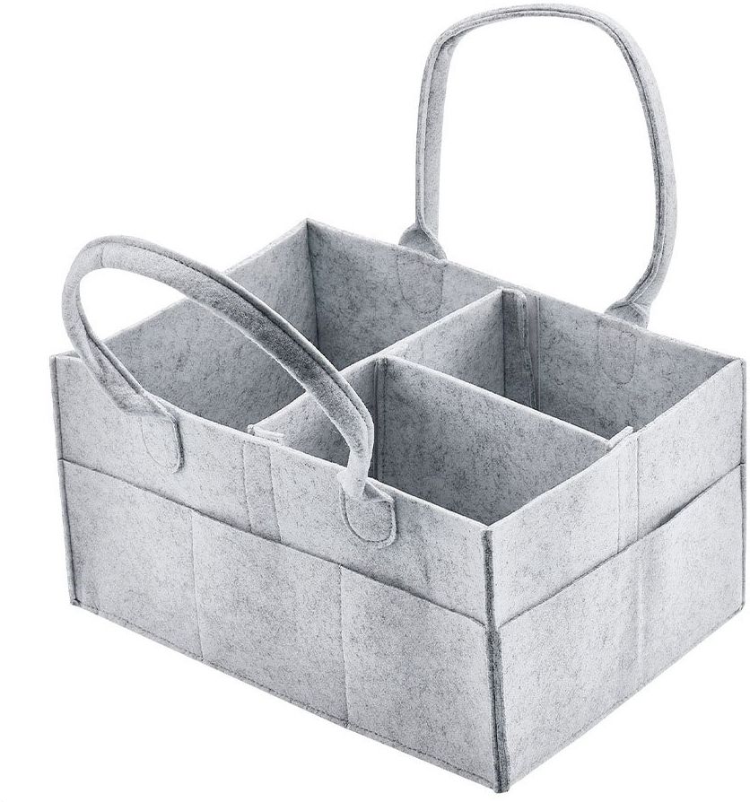 Diaper Caddy Bag Caddy Organizers, Foldable and Portable Felt Storage Basket