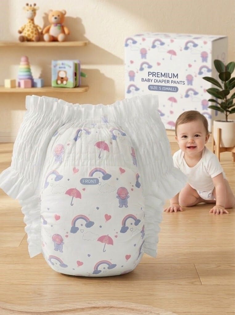 Baby Diaper Pants S Size Premium | Cottony Soft, Leak Proof,Protection Diaper Disposal Bin