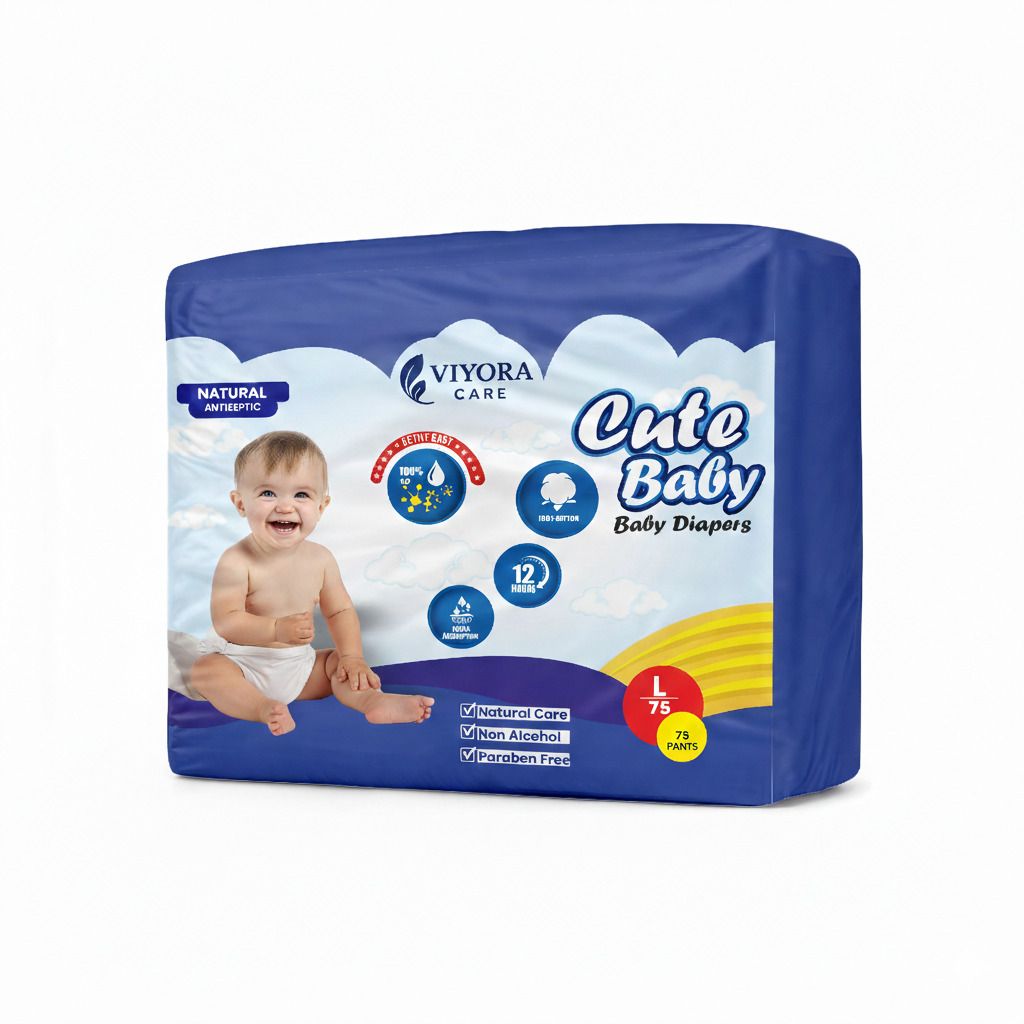 Care Baby Diapers L Size Pants | Cotton Soft | Quick Absorption | Pack of 75 Diaper Disposal Bin