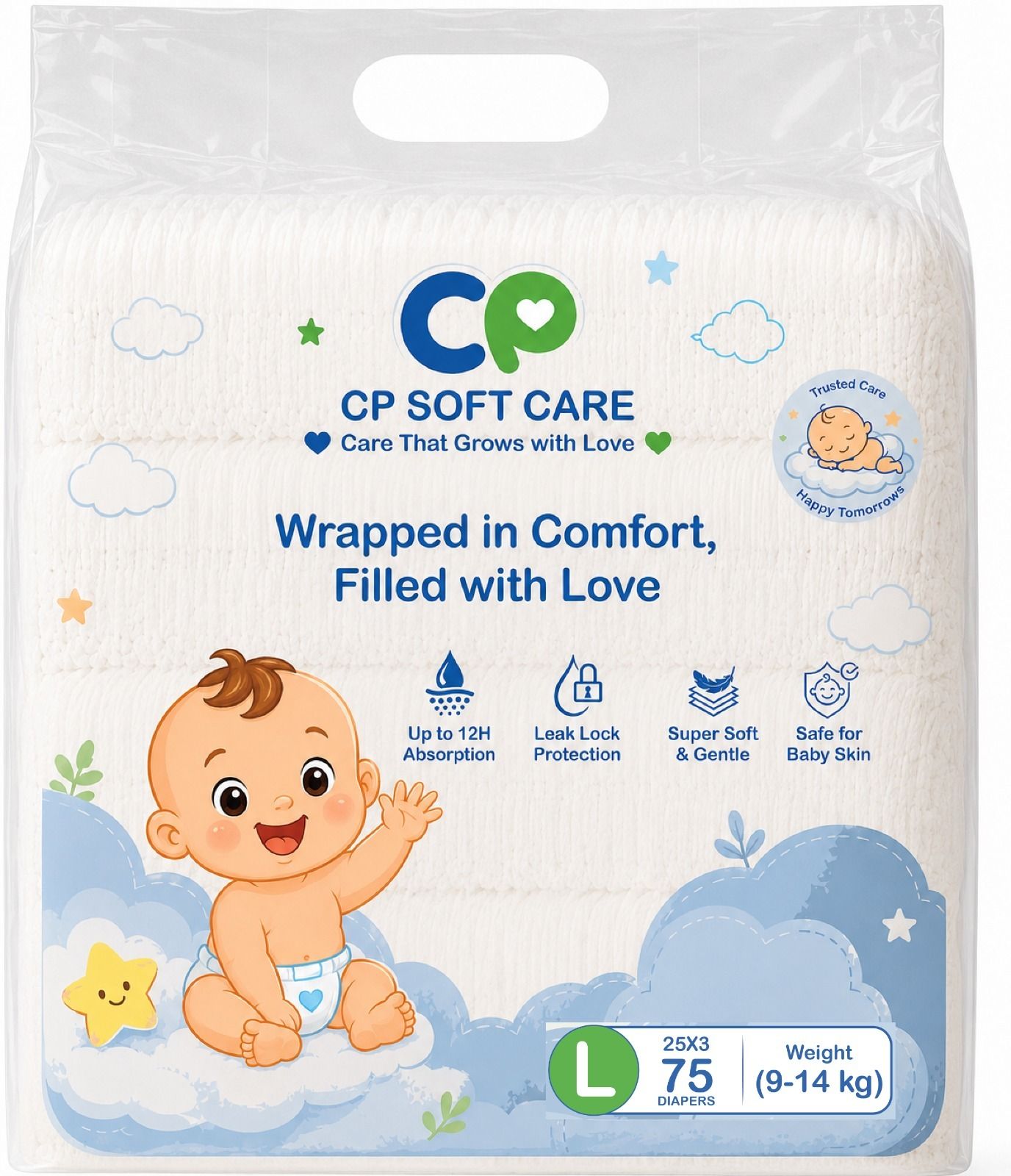 Cottony Soft Overnight Protection Baby Diaper Pants L Size 75 Pcs Monthly Box Pant Diapers - L-image-25