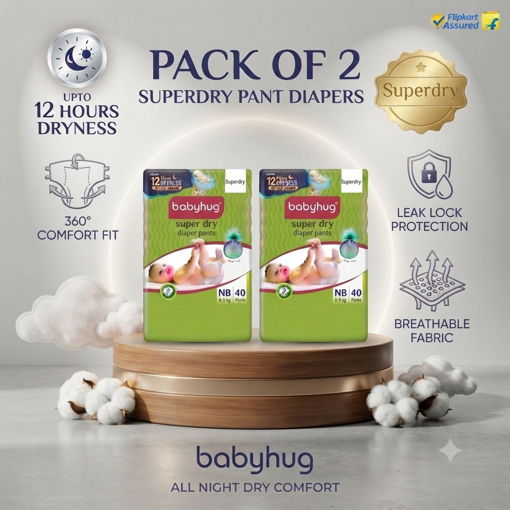 Baby Superdry NB Newborn -40 Pack of 2 infant leakproof overnight diapers Pant Diapers - New Born-image-36