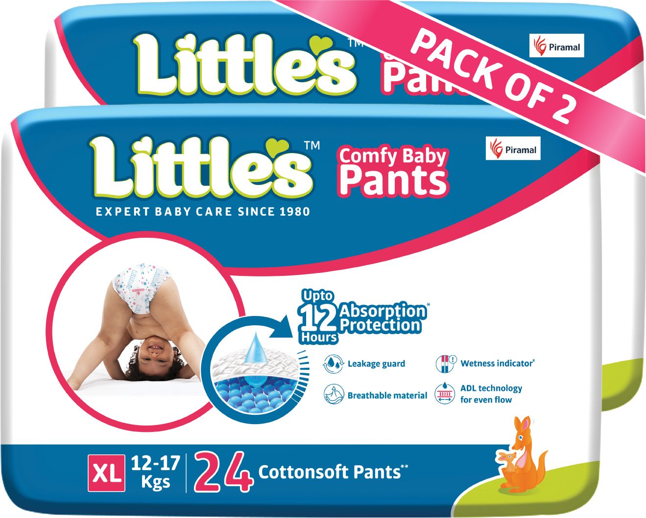 little's Comfy Baby Pants Diapers with Wetness Indicator and 12 hours Absorption | Extra Large - XL-picture-46