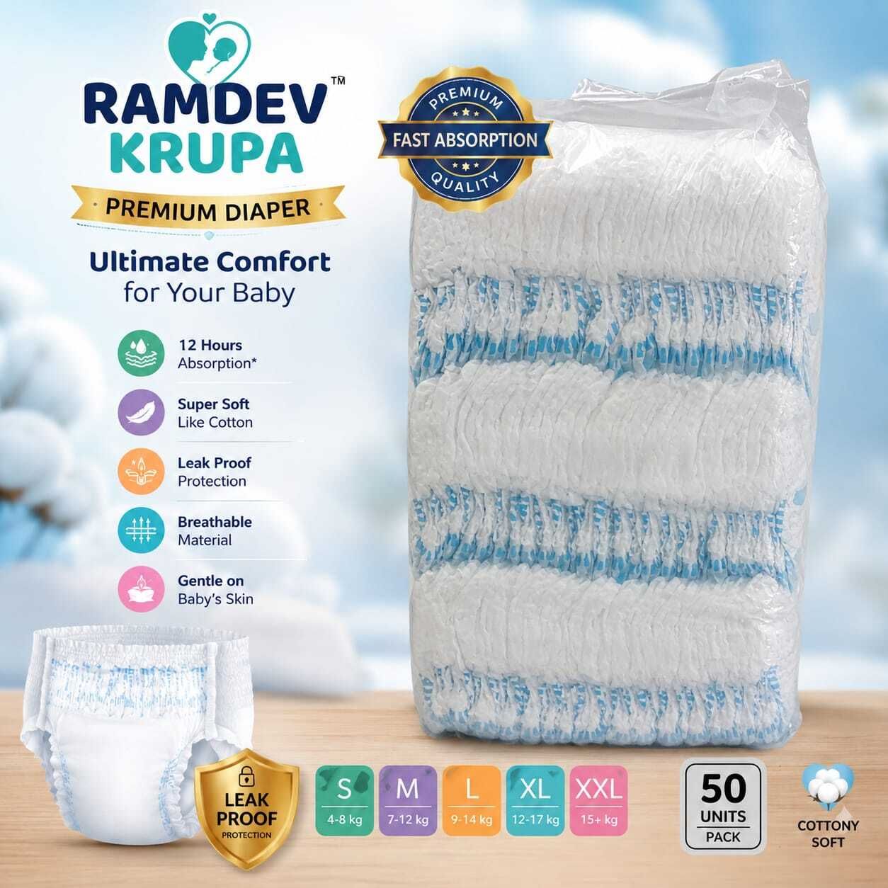 Soft Touch Overnight Protection Baby Diaper Pants S Size 50 Units Pant Diapers - XL-image-46
