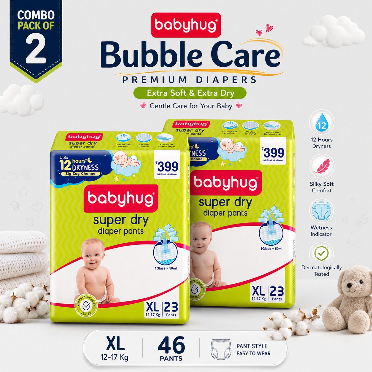 Baby diaper pants Superdry XL-23 Pack of 2 infant leakproof overnight diaper Pant Diapers - XL-image-40