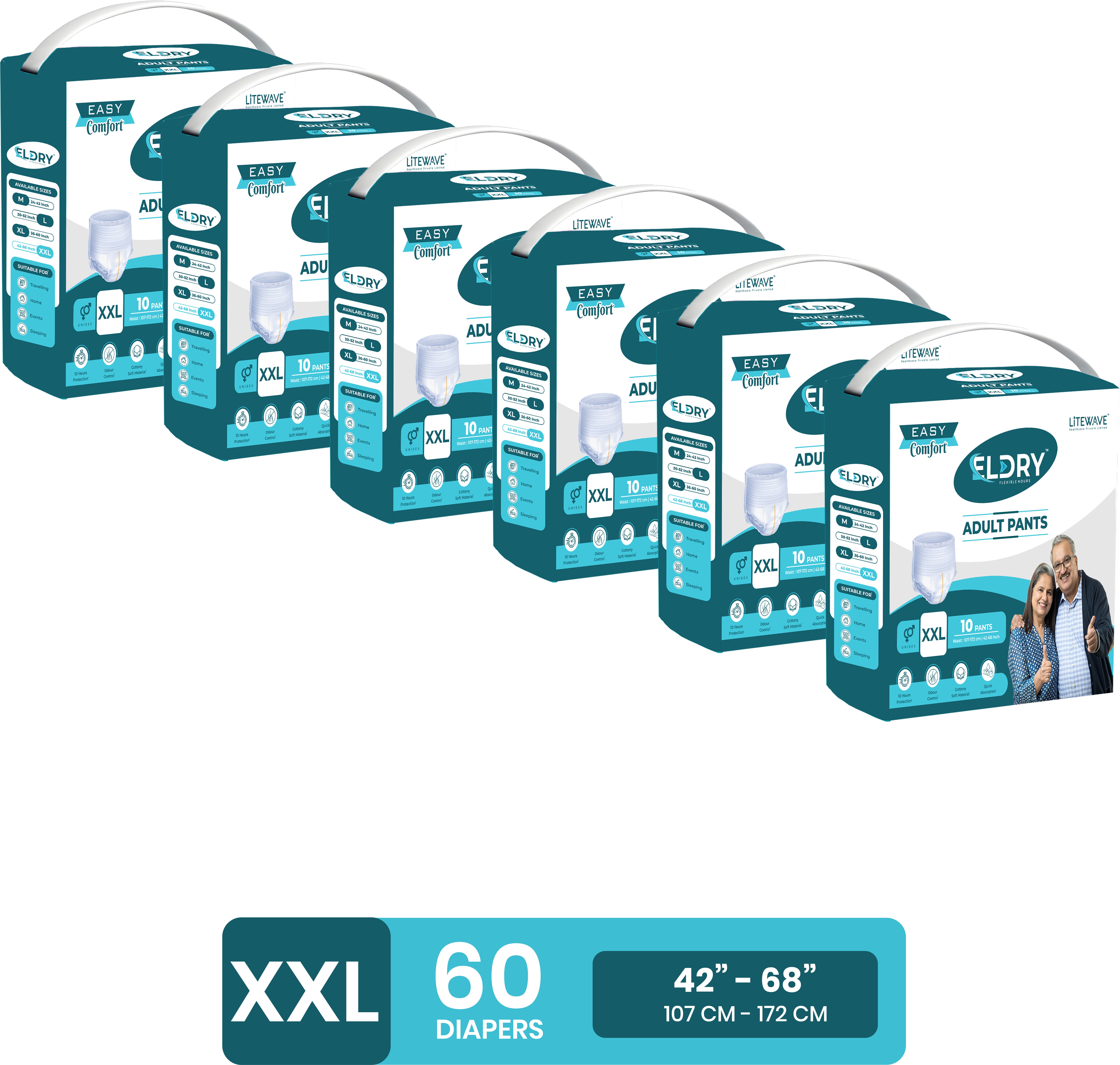 eldry Soft Unisex Adult Pant Diapers Waist Size (107-172 cm| 42-68 Inch)|XXL Adult Diapers - XXL-picture-15