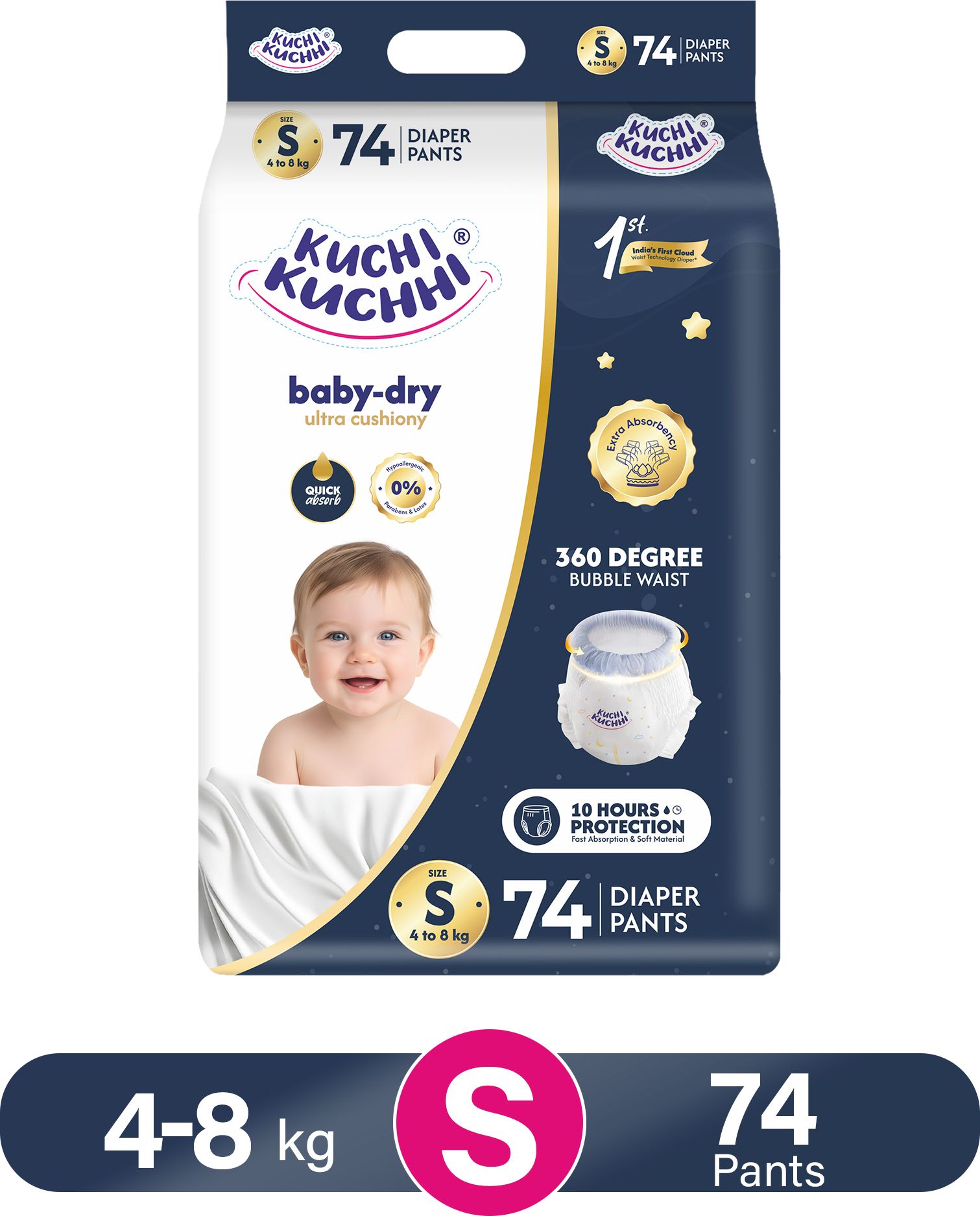 Baby Diapers S-74 | Breathable, Soft & Leak-Proof | Comfortable & 10H Dryness Pant Diapers - S-image-10