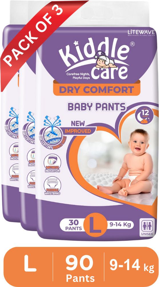 Dry Comfort Baby Diaper Pants | Large | 9-14 Kg | Pack of 3 - L-image-3