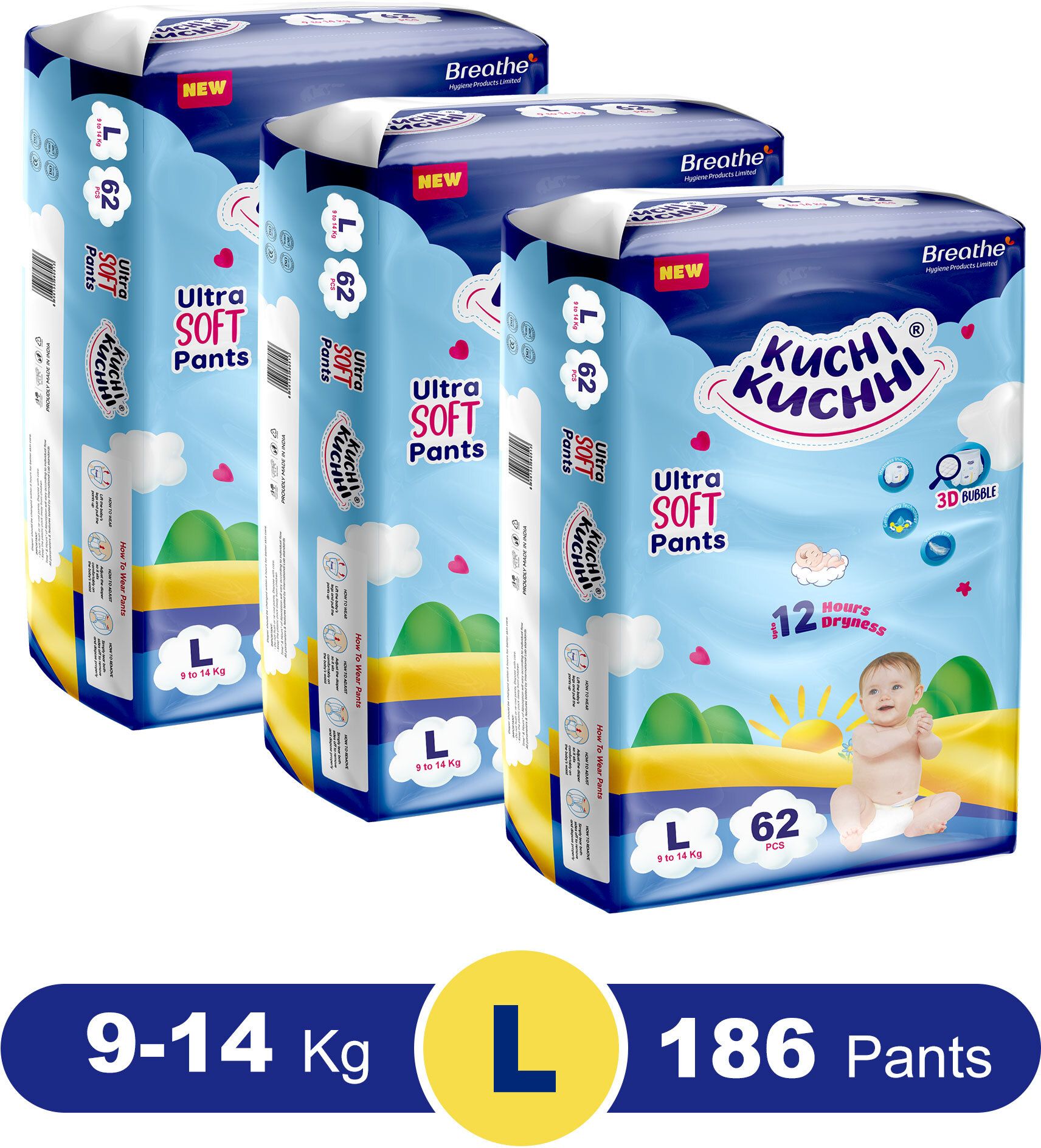 kuchi kuchhi Premium Ultra soft baby diaper with a 3D bubble top - L-picture-42
