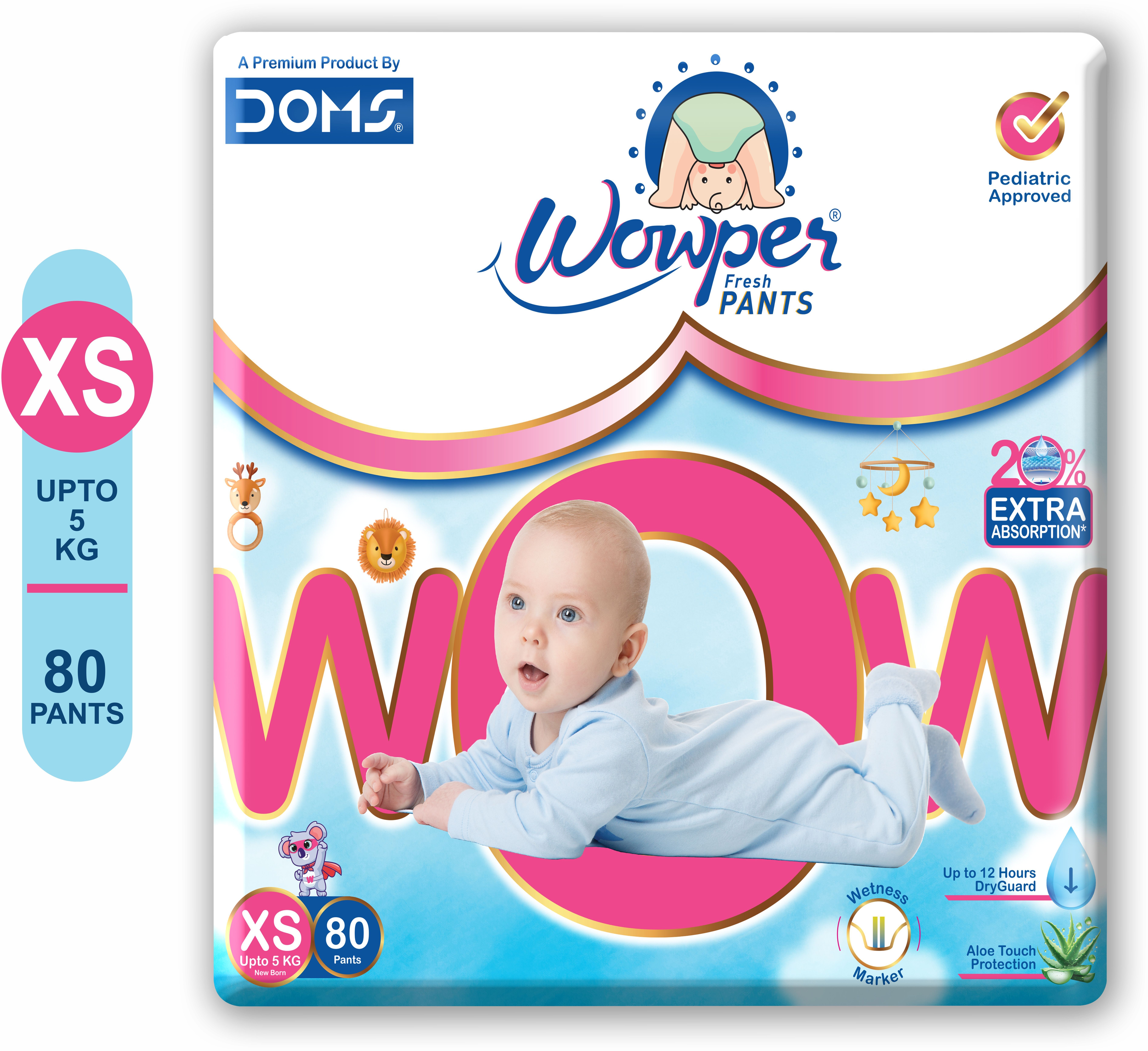 wowper Fresh Baby Diapers Pants | Upto 12 Hrs Absorbtion | 0-5Kg - XS (80 Pieces) - XS-picture-21