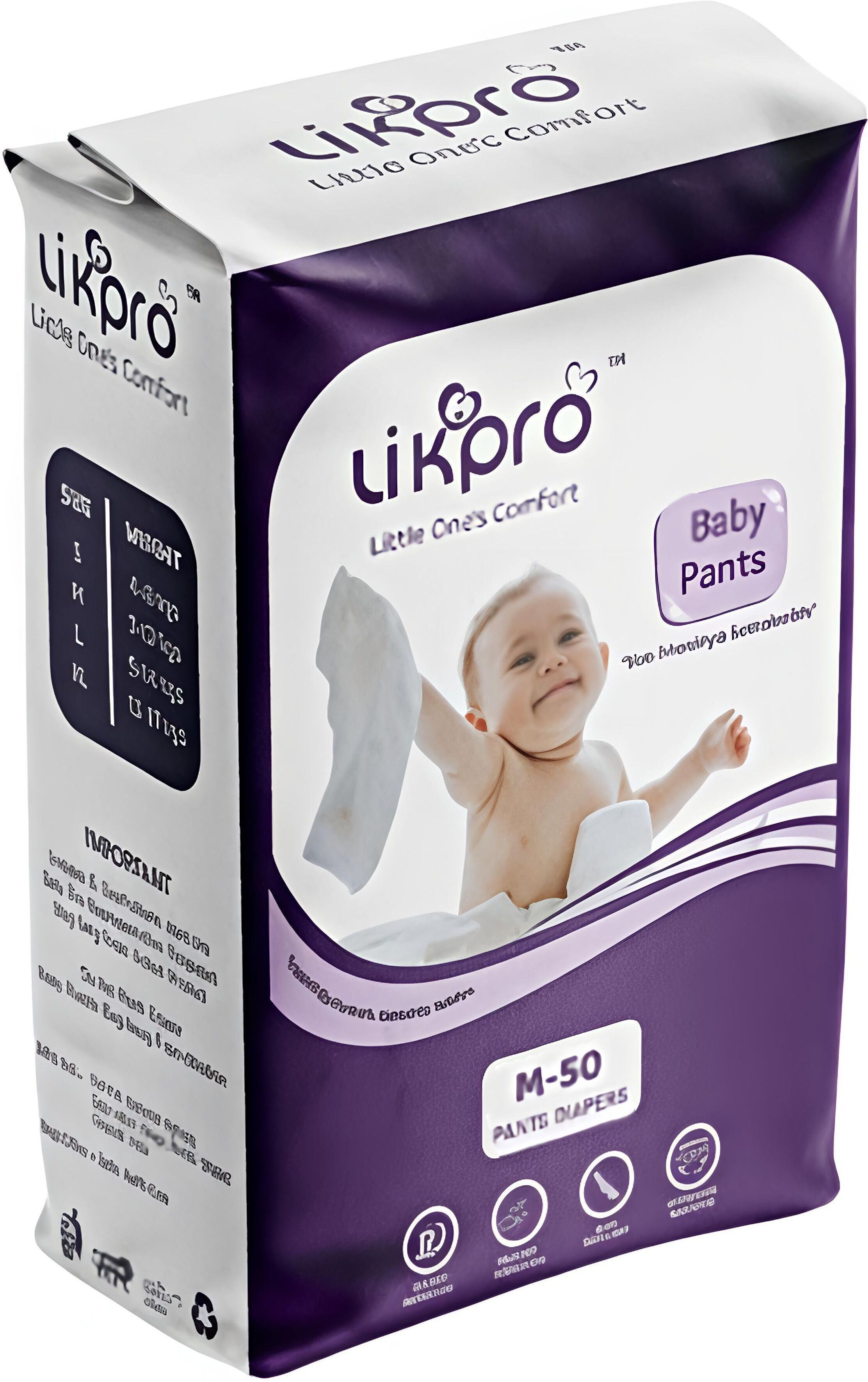 likpro Baby Diaper M Size, Hypoallergenic, Leak-Free, Overnight Protection Baby Pants - M-picture-12