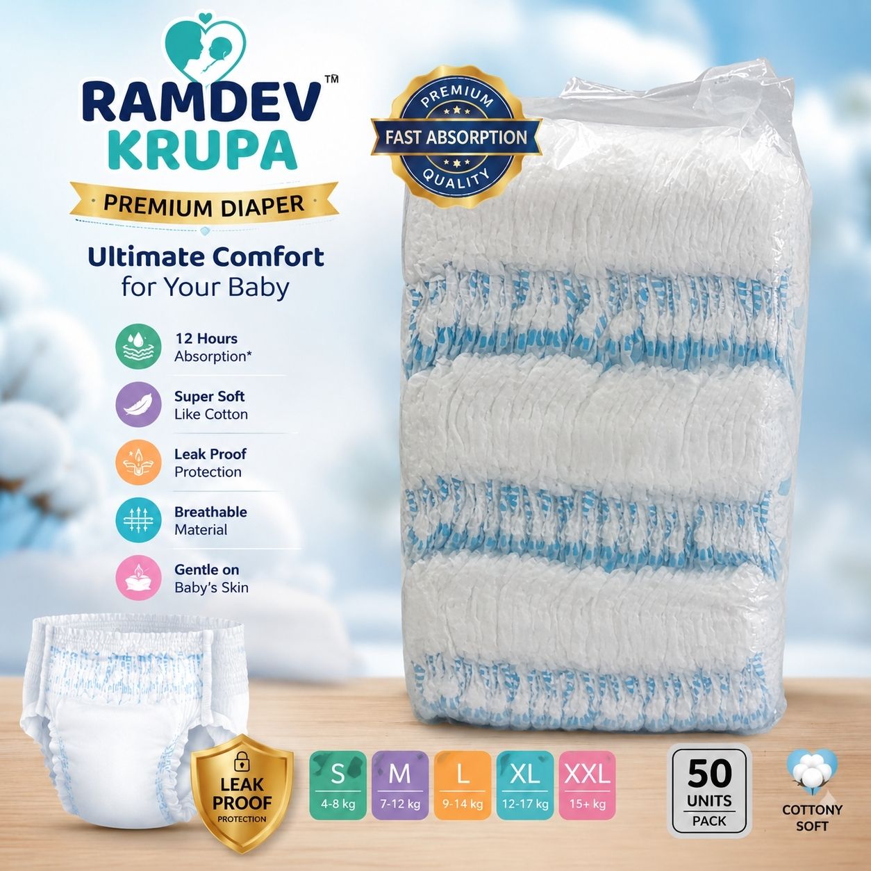 Soft Touch Overnight Protection Baby Diaper Pants S Size 50 Units Pant Diapers - S-image-49