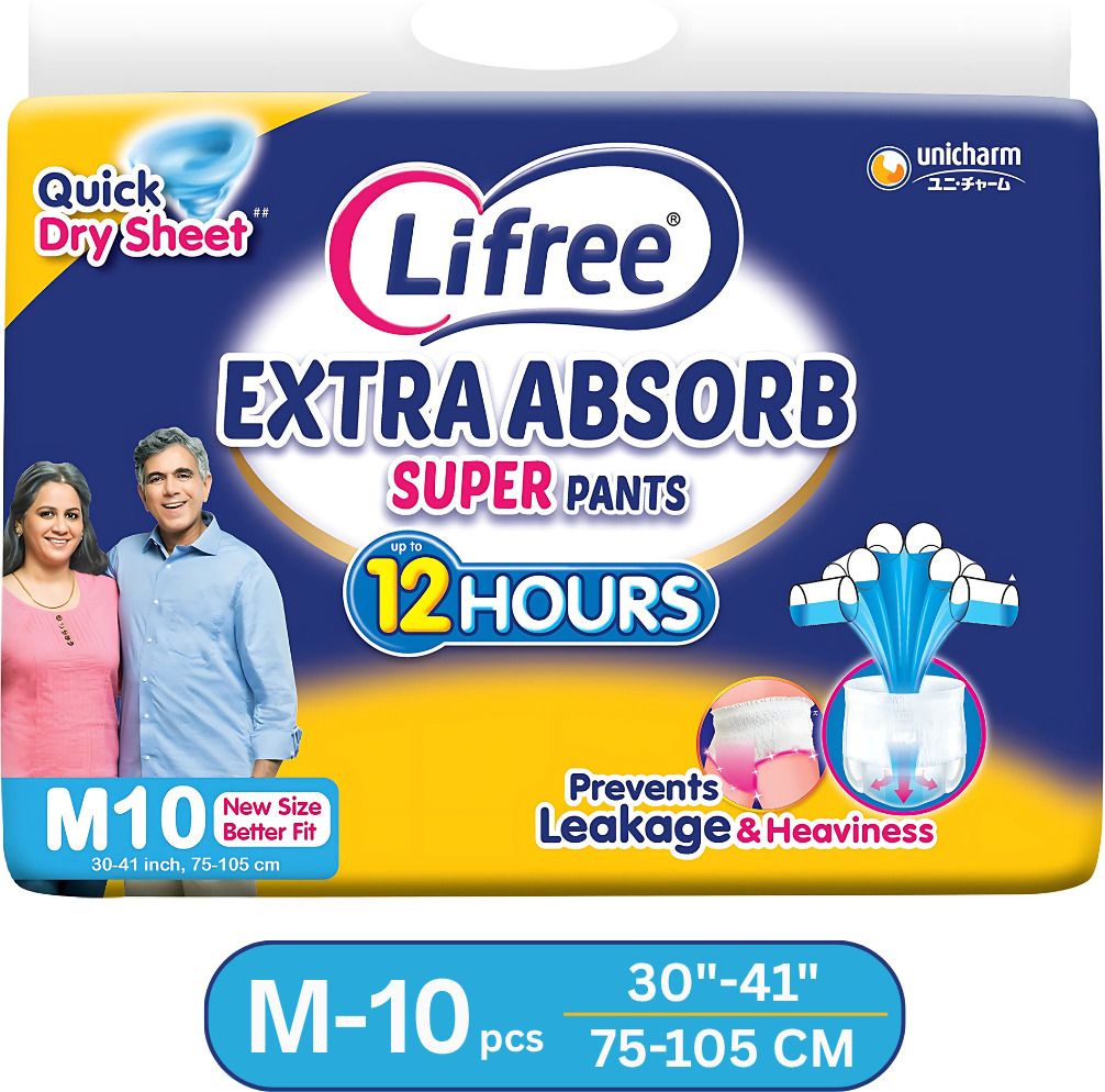 Extra Absorb Super Pants | Up to 12 Hours Absorbption | 75-105 CM / 30-41 Inch Adult Diapers - M-image-27