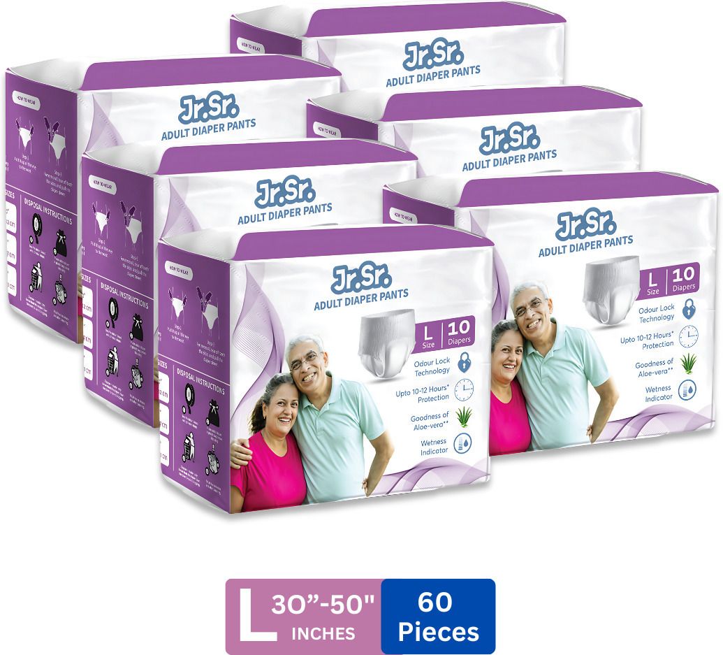 Pull-up Pants with Wetness Indicator | 76-127 cm (30"-50") | Pack of 6 | Adult Diapers - L