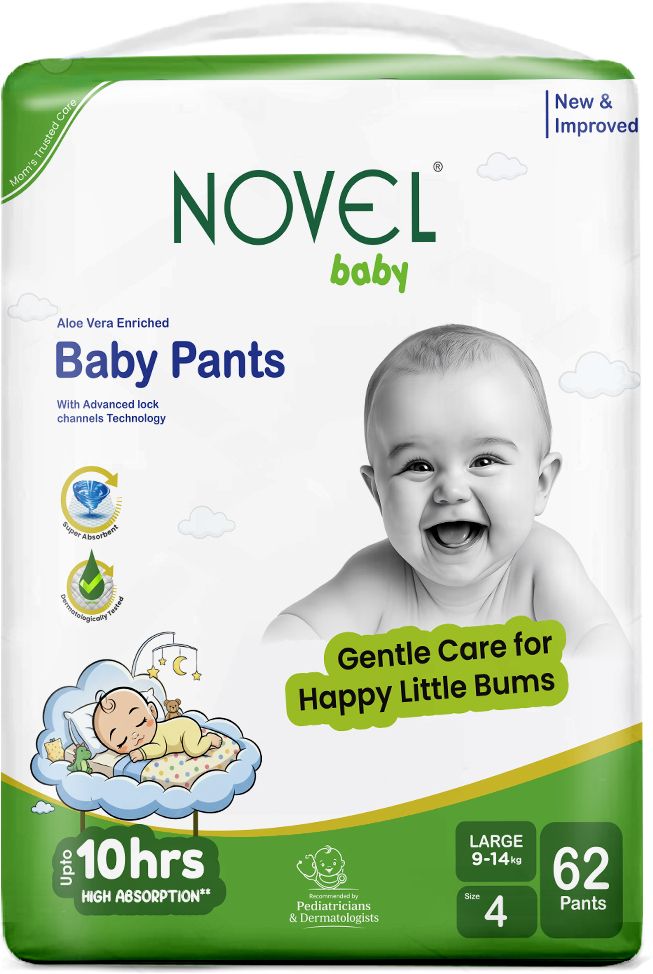 novel Baby Diaper Pants L Size Aloe Vera Crisscross Tech 10H Dry Pant Diapers - L-picture-7