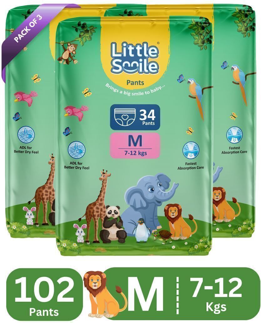 little smile Better Dry Feel Baby Diaper Pants | Pack of 3 - M-picture-19