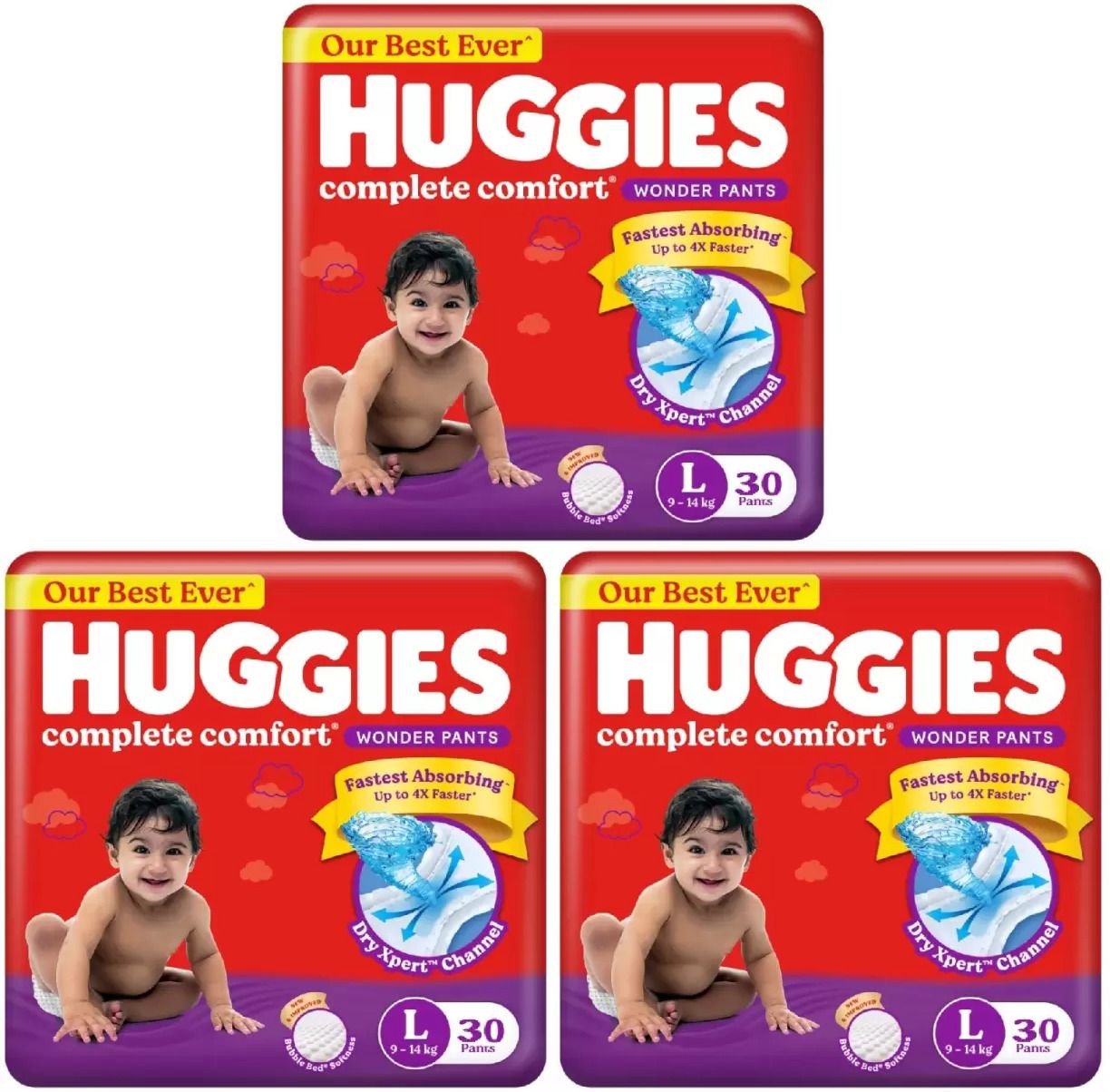 Wonder Pants Baby Fastest Absorbing Diapers Large Size Combo(Pack of 3) - L