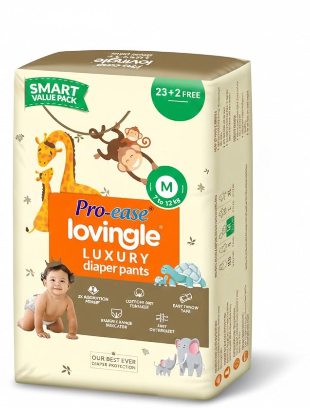 pro-ease Lovingle Premium Baby Diaper Pants | Medium Size | 25 Count - M-picture-21