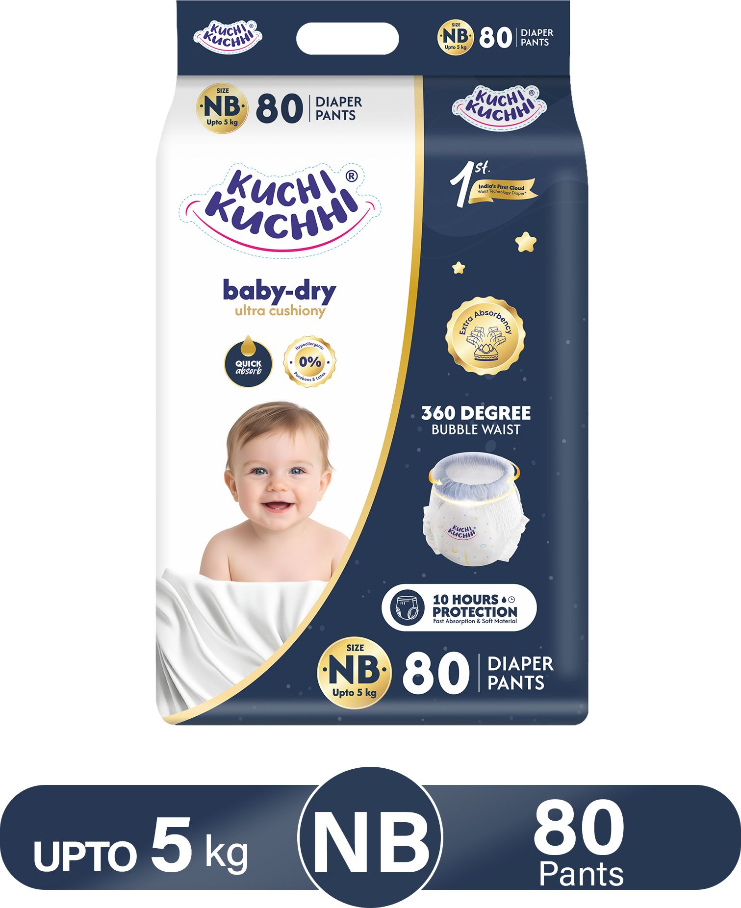 Baby Diapers NB-80 | Breathable, Soft & Leak-Proof | Comfortable & 10H Dryness Pant Diapers - New Born-image-40