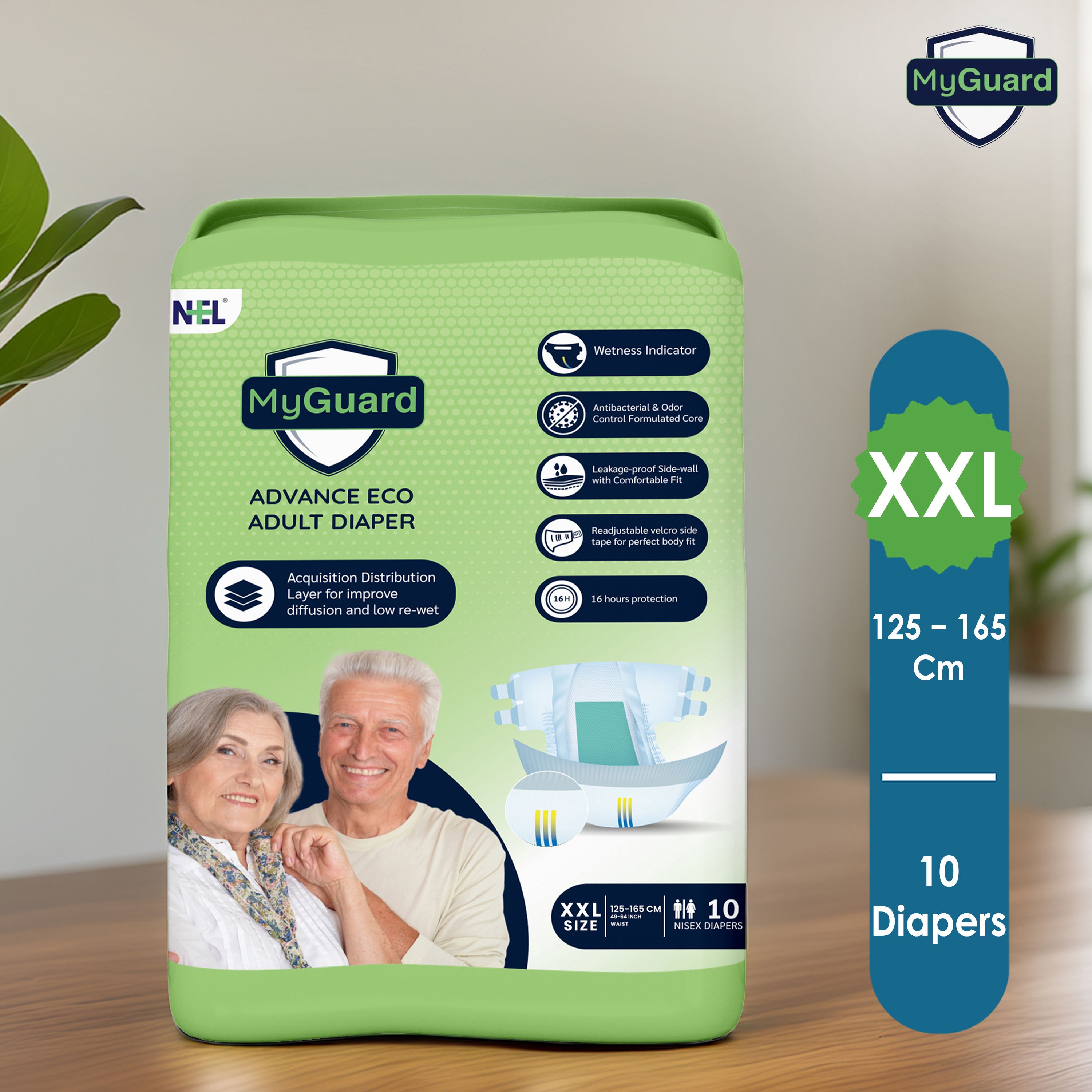 myguard Eco Adult Open Tape Diaper | XXL | Wetness Indicator | Leak Guard | Pack of 1 Adult Diapers - XXL-picture-23
