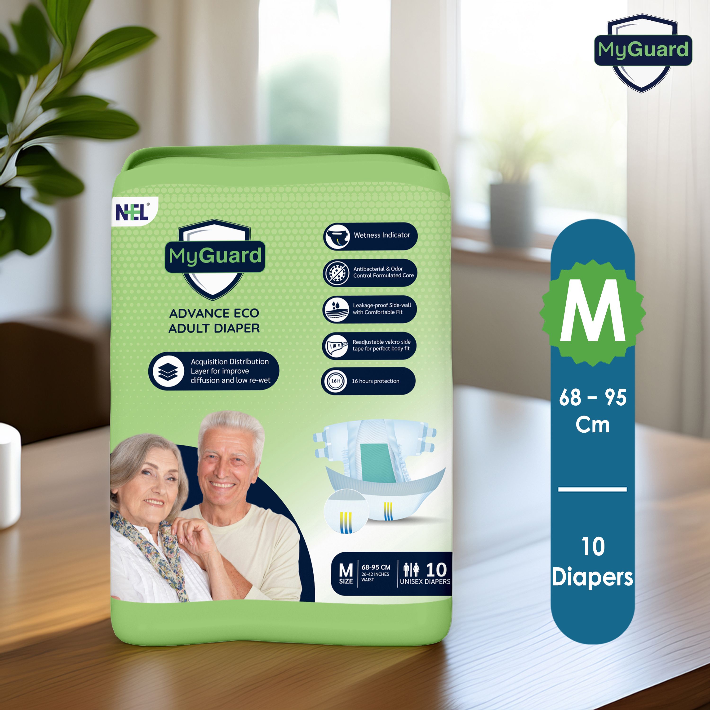 myguard Eco Adult Open Tape Diaper | Medium | Wetness Indicator | Leak Guard | Pack of 1 Adult Diapers - M-picture-45