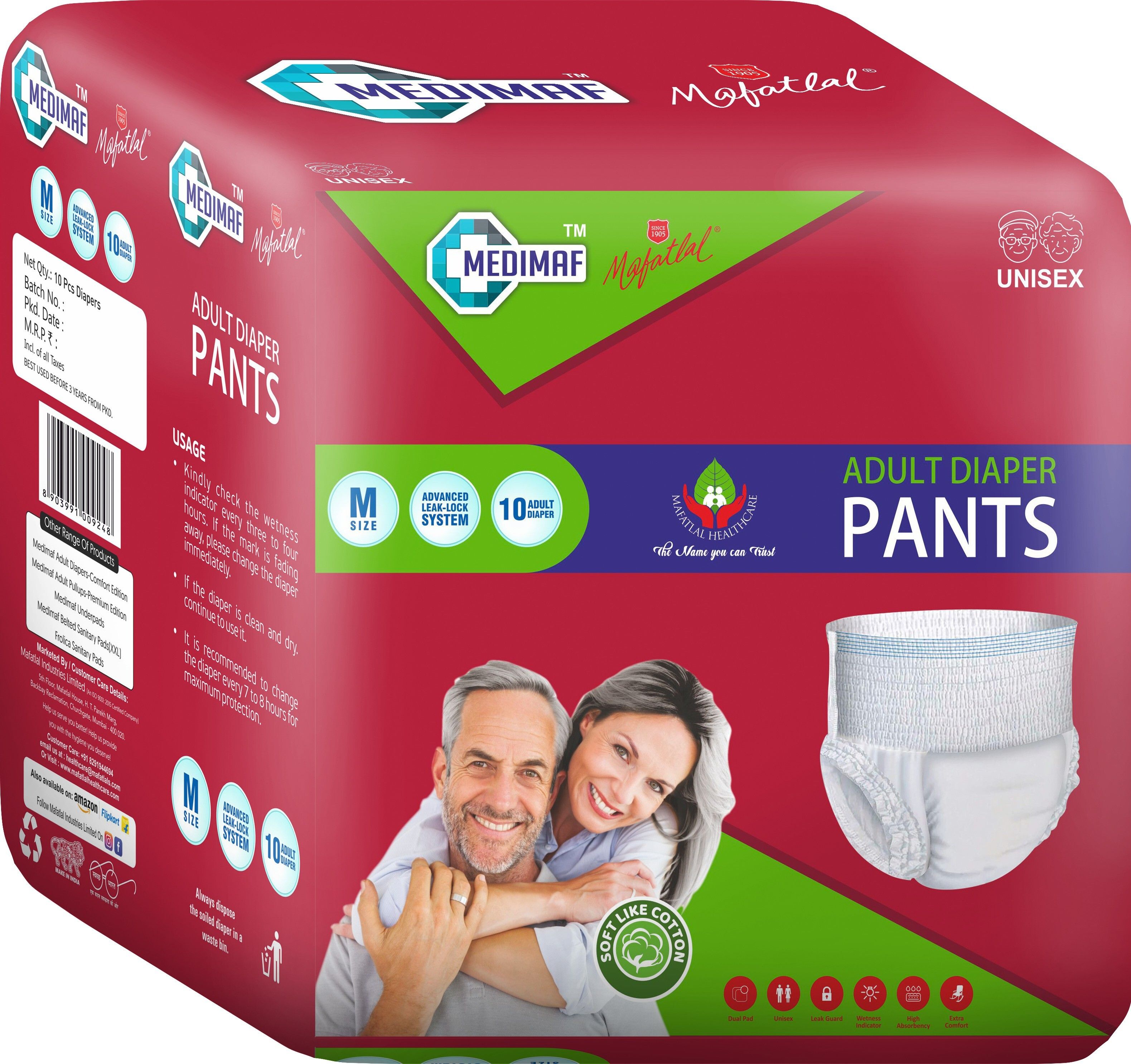 medimaf by mafatlal Adult Diapers Pants - 10 Count (Medium) Adult Diapers - M-picture-15