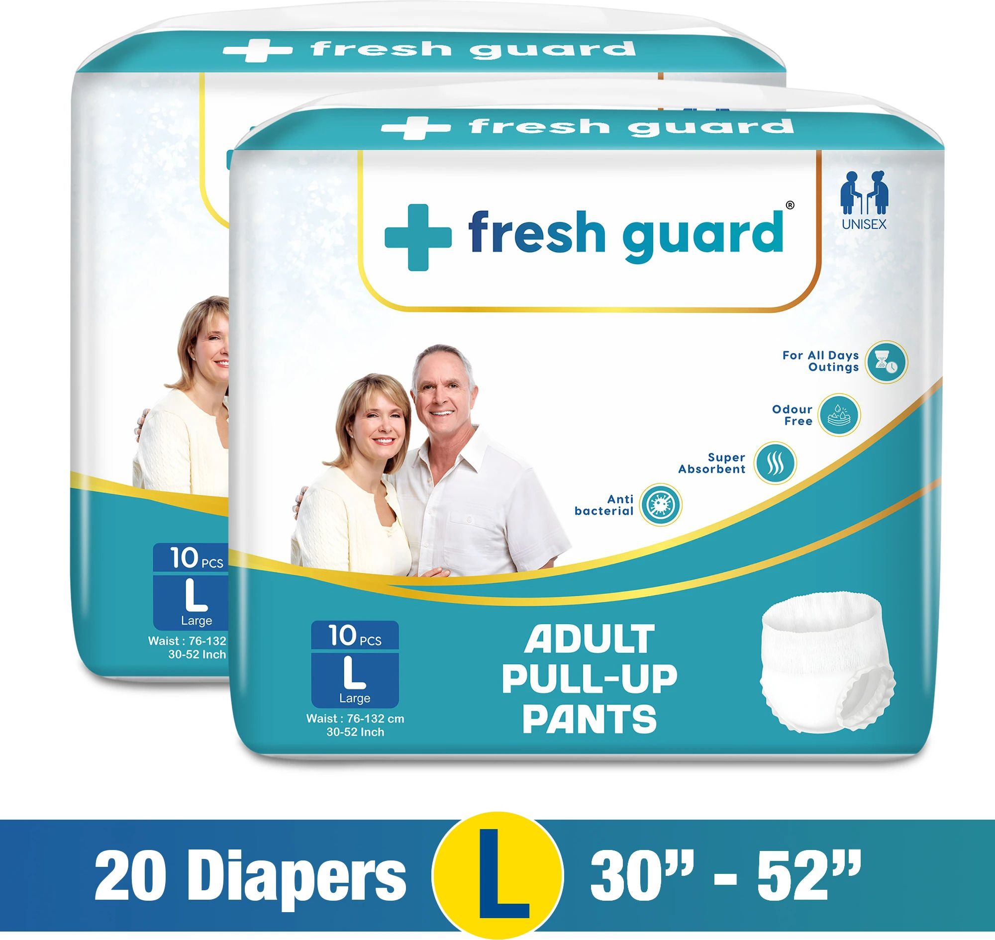 Unisex Pull-Up Pants, Super Absorbent | Waist Size (30-52inch) | Pack of 2 Adult Diapers - L-image-13