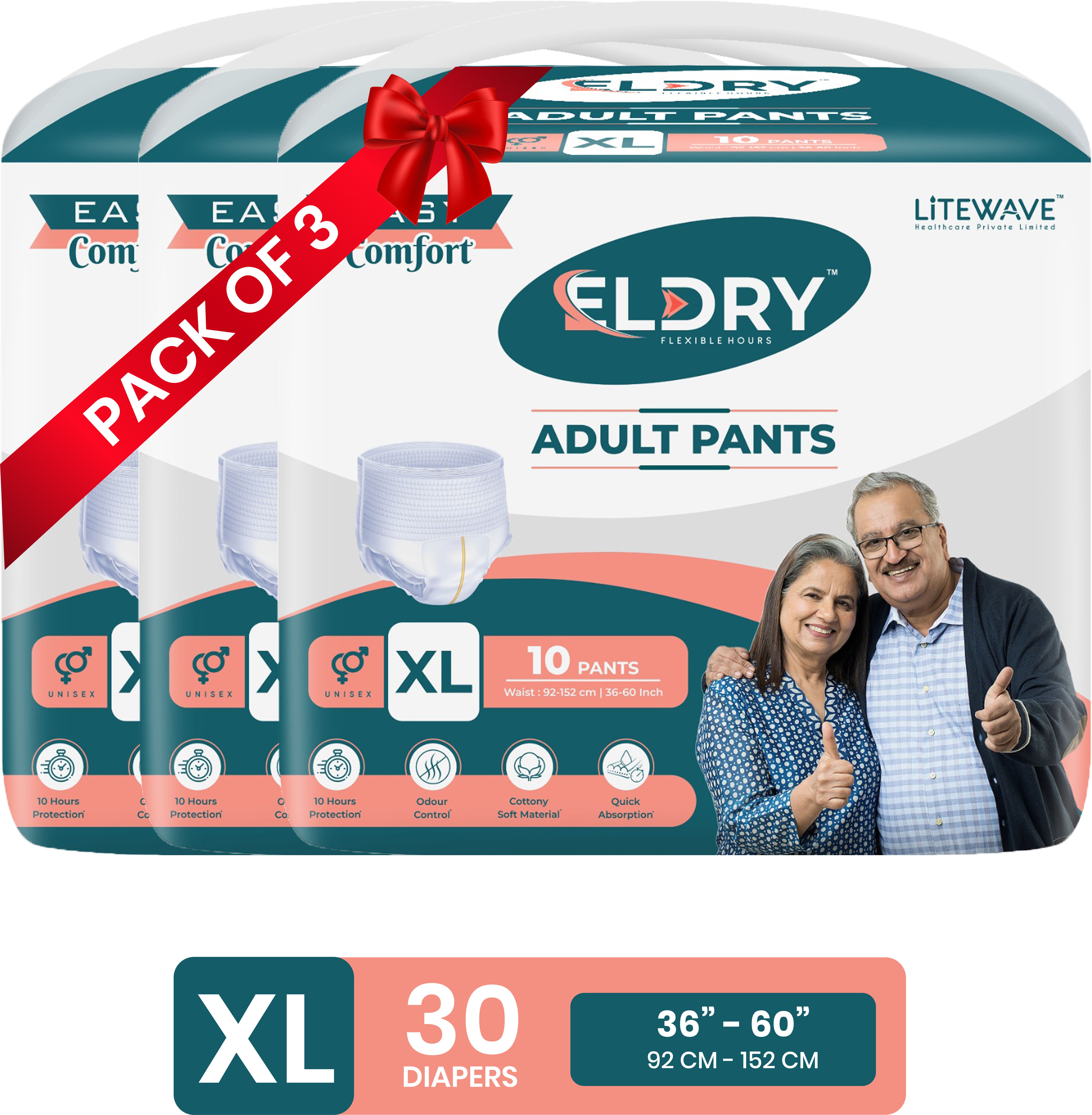 eldry Adult Diaper XL, Pant Unisex, Waist Size (36-60 Inch | 92-152 cm) Adult Diapers - XL-picture-14