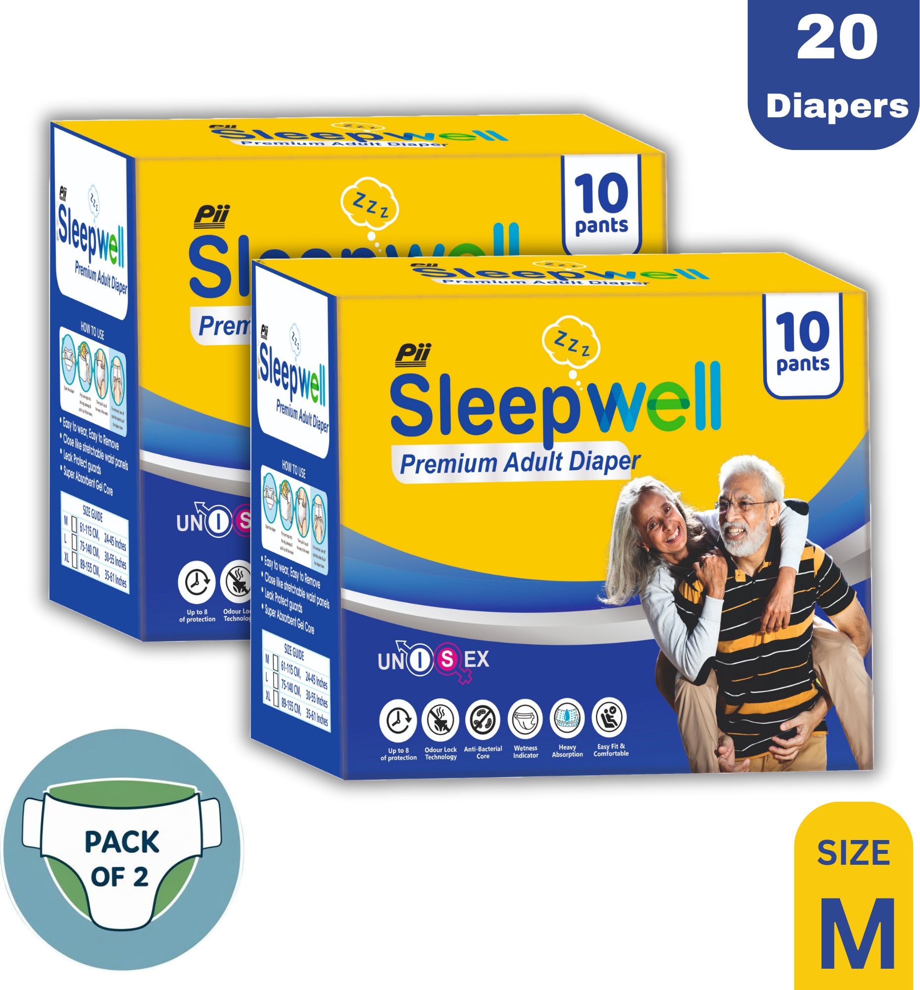 Pack of 2 Premium Pant Style Adult Diapers - M-image-33