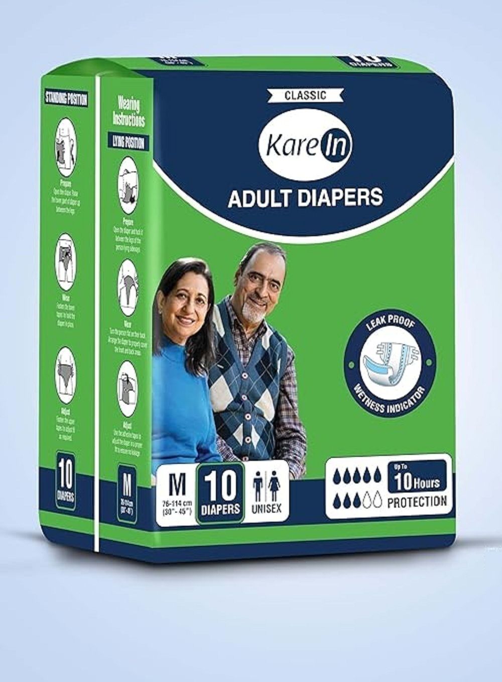 Classic Adult Diapers, Medium - Waist Size 76-114 Cm (30"-45") Tape Style Adult Diapers - M-image-9