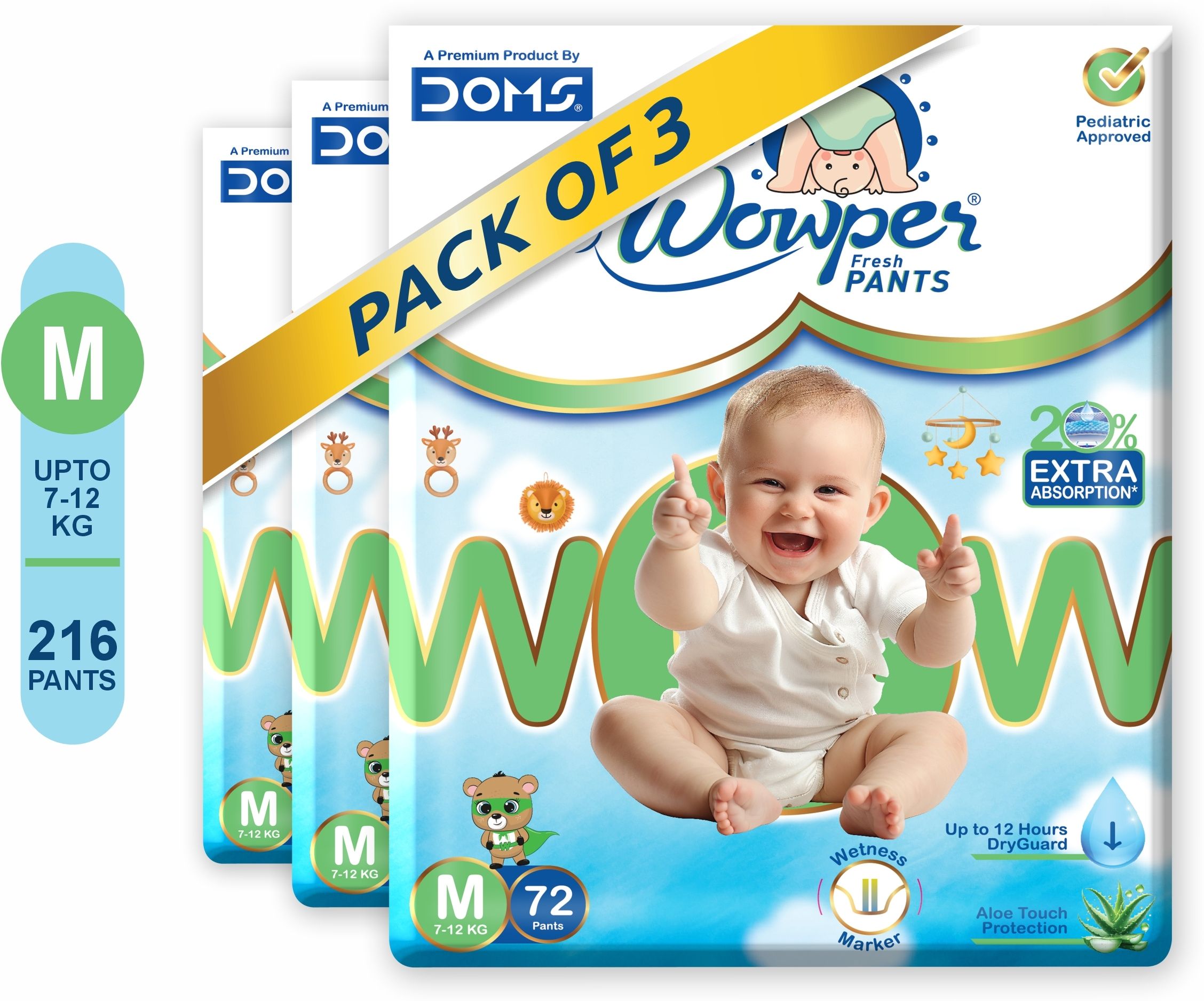 wowper Fresh Baby Diapers Pants | Wetness Indicator | Upto 12 Hrs Absorbtion | 7-12 Kg - M-picture-14