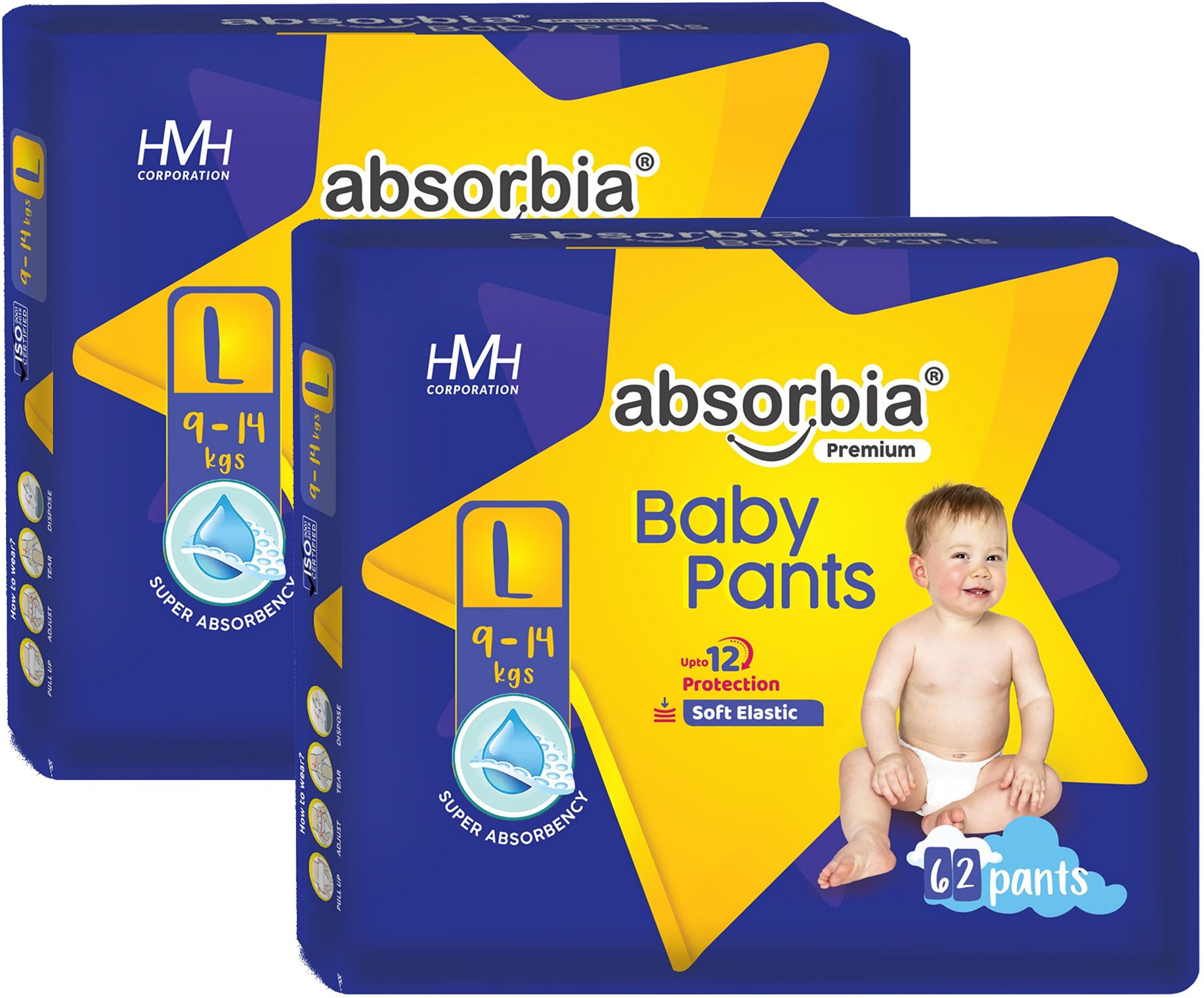 Jumbo Baby Pant Diaper Large (L) 9-14 Kg, 124s x Pack of 2 | 12Hrs Protection Pant Diapers - L-image-35