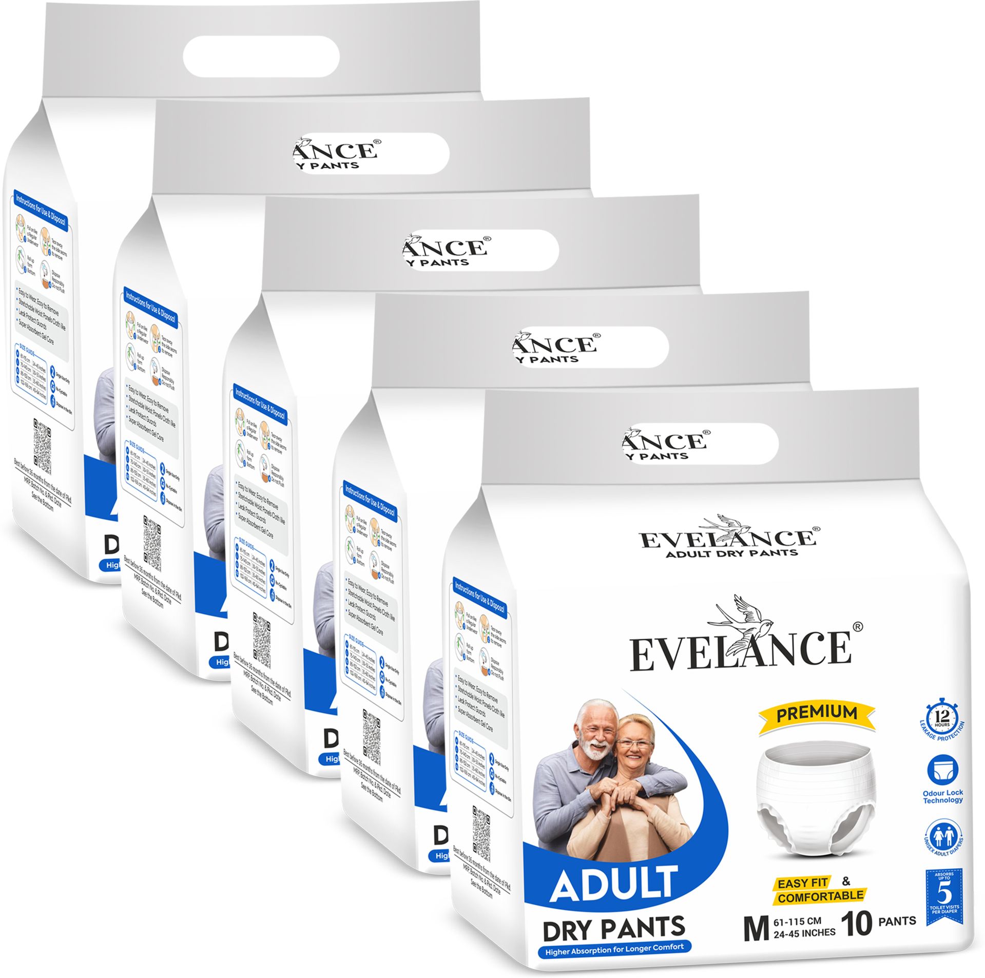 Medium Adult Diaper Pants Premium | Waist Size (24-45 Inches) Adult Diapers - M