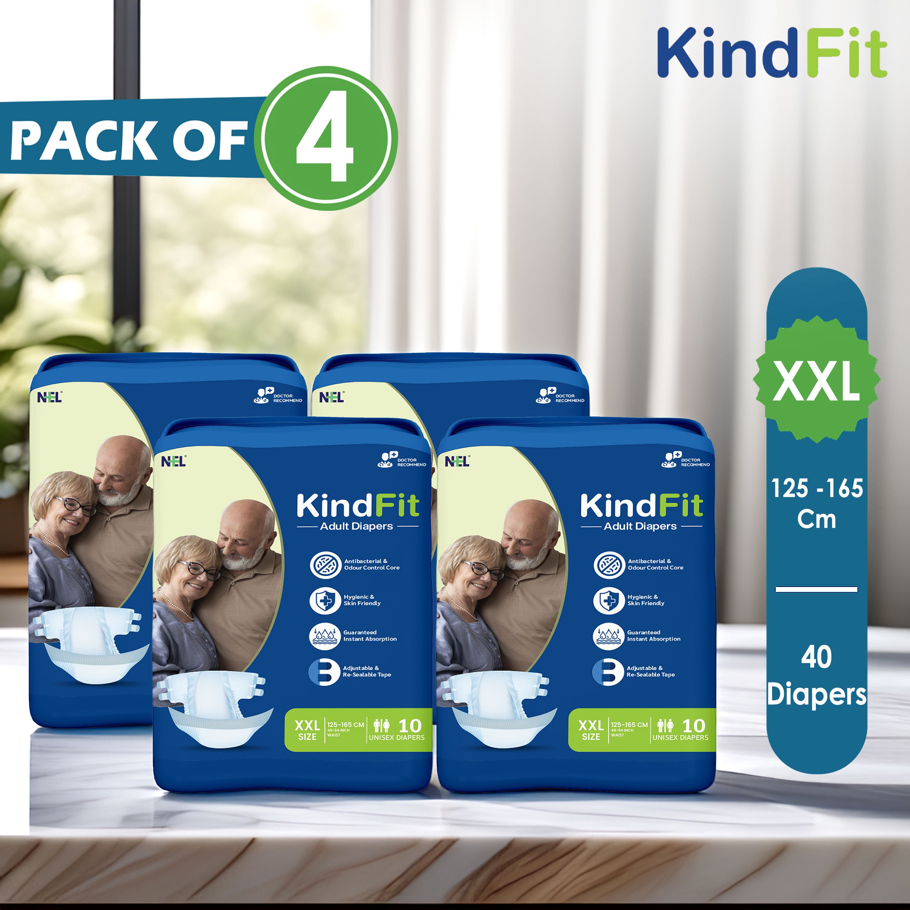 Adult Diaper Tape Style | Double Extra Large | Leak Guard Protection | Pack - 4 Tape Diapers - XXL-image-40