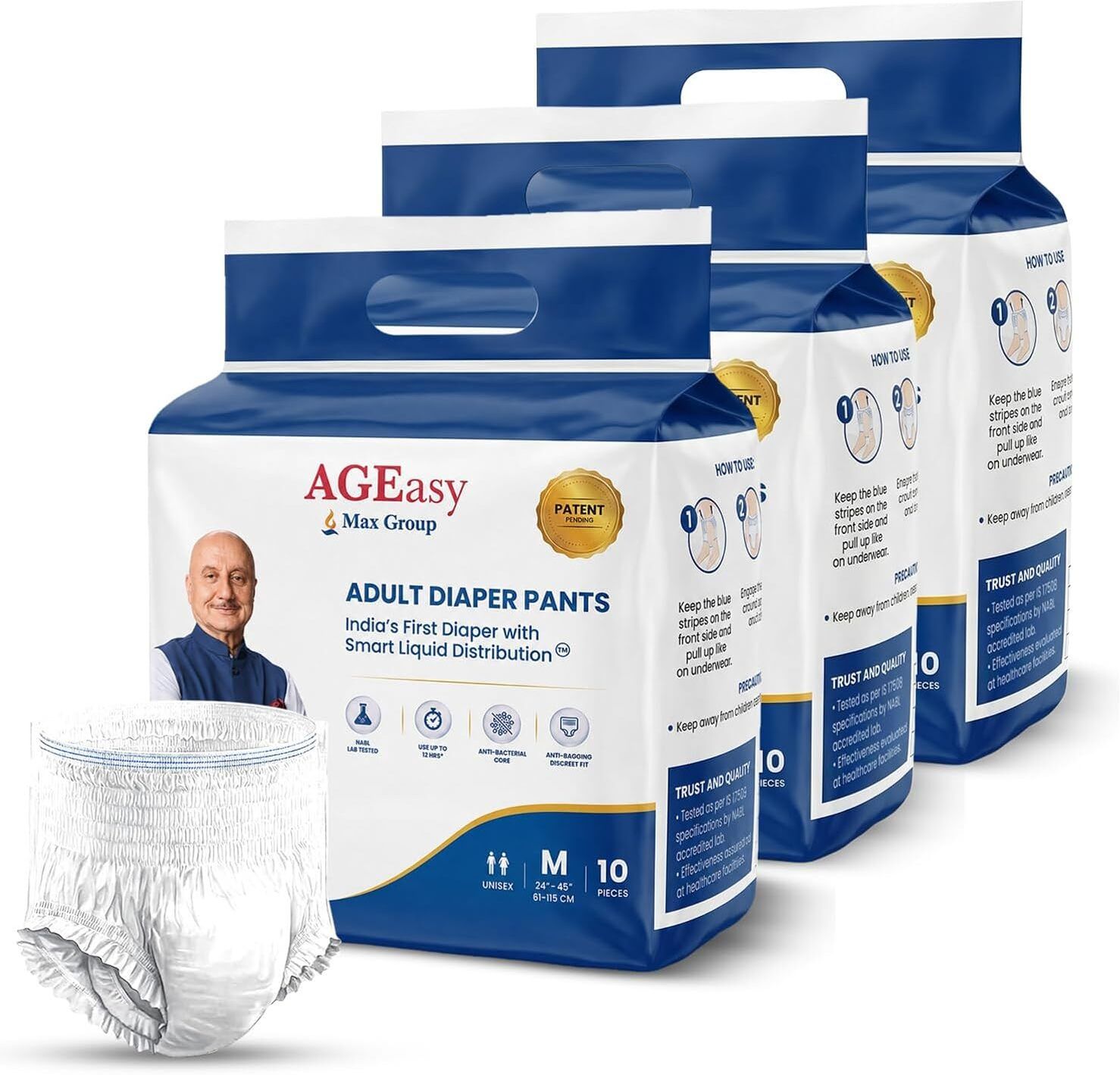 ageasy (Max Group)Adult Diaper Pant, 12-Hour Absorption, Antibacterial, Odor Control Adult Diapers - M-picture-24