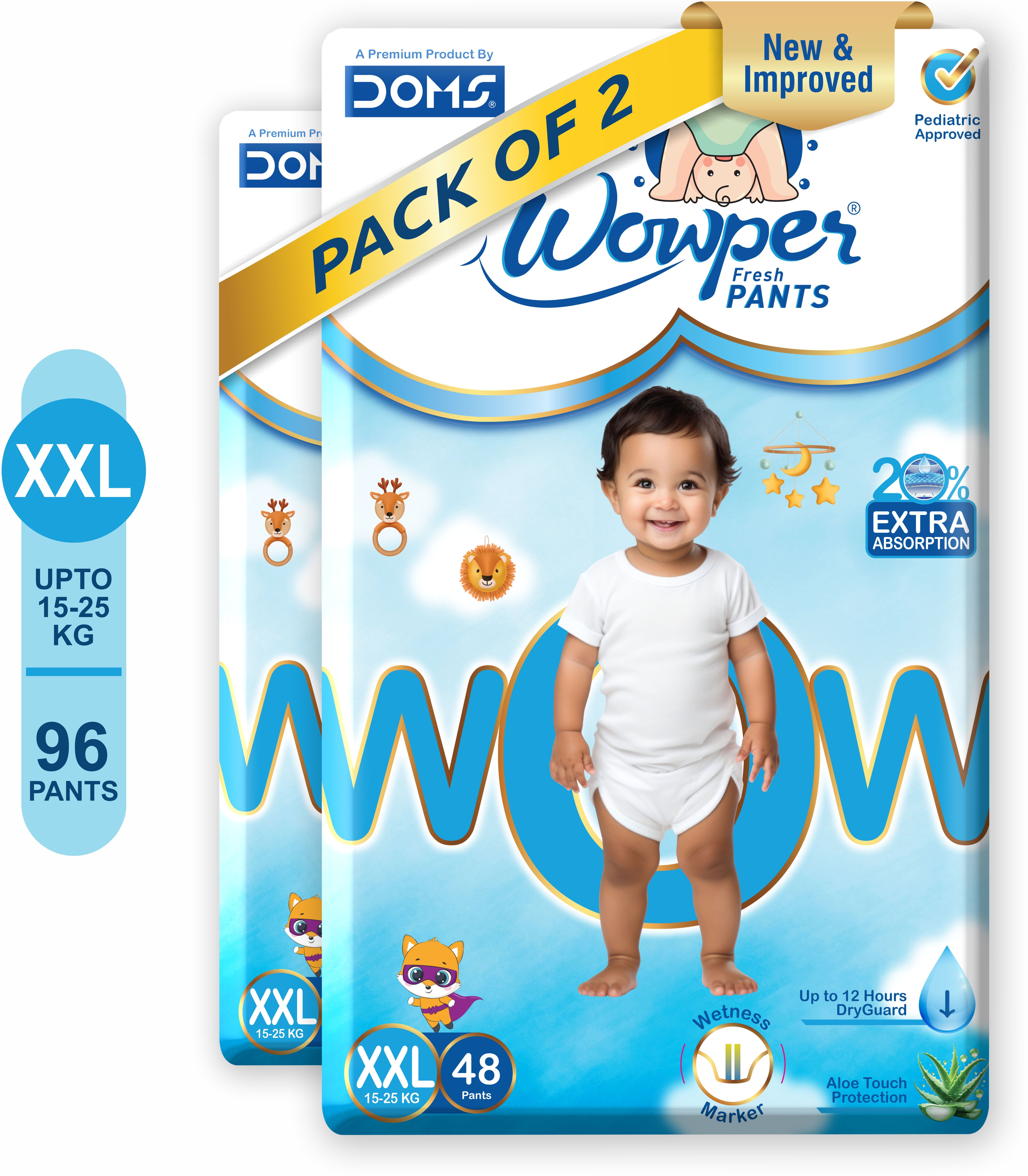 Fresh Baby Diapers Pants by Doms|Wetness Indicator| Upto 12 Hrs Absorb| 15-25 Kg - XXL-image-15