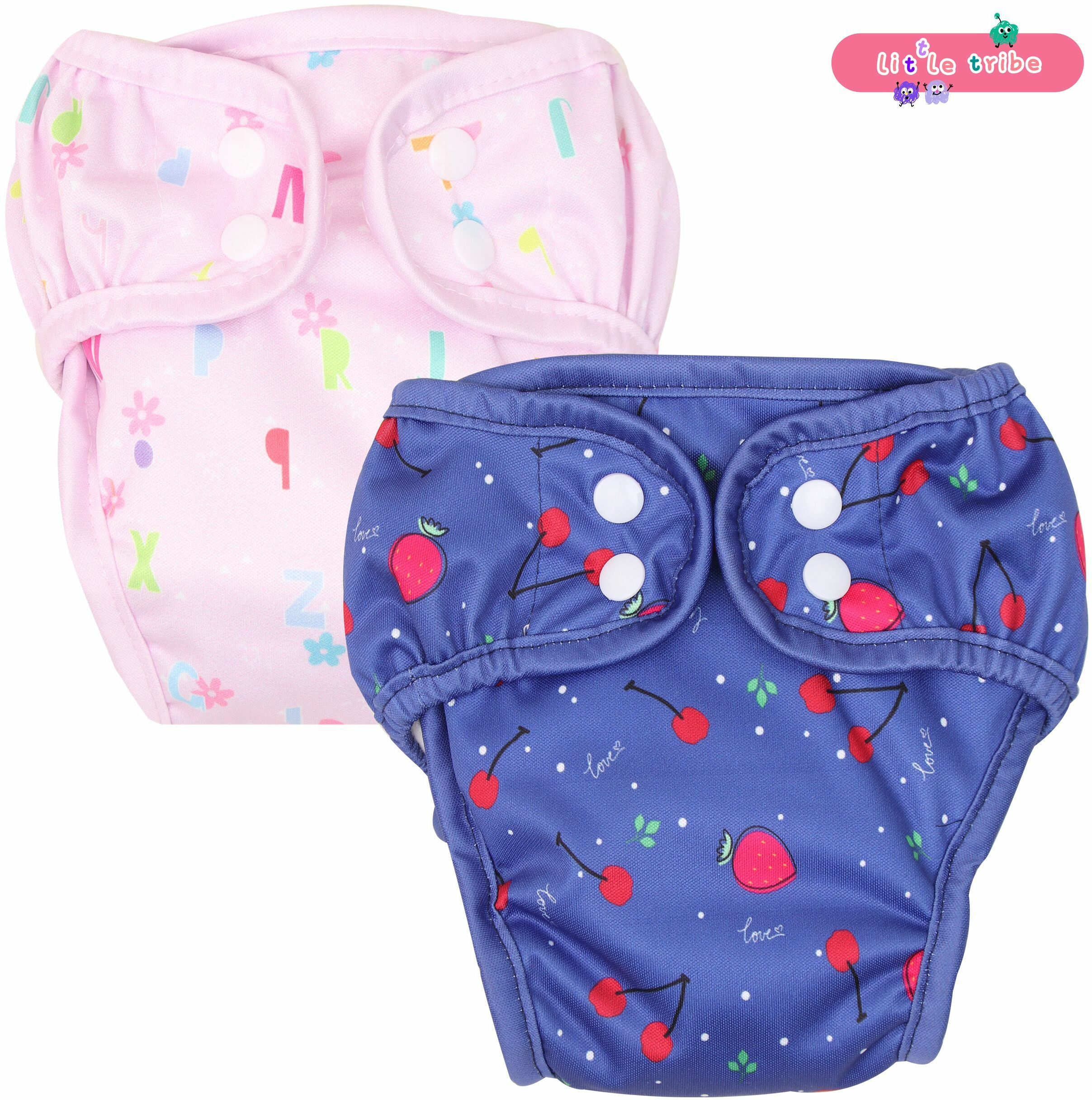 CHERRY & ALPHABETS PRINT Reusable Printed Fabric Diaper