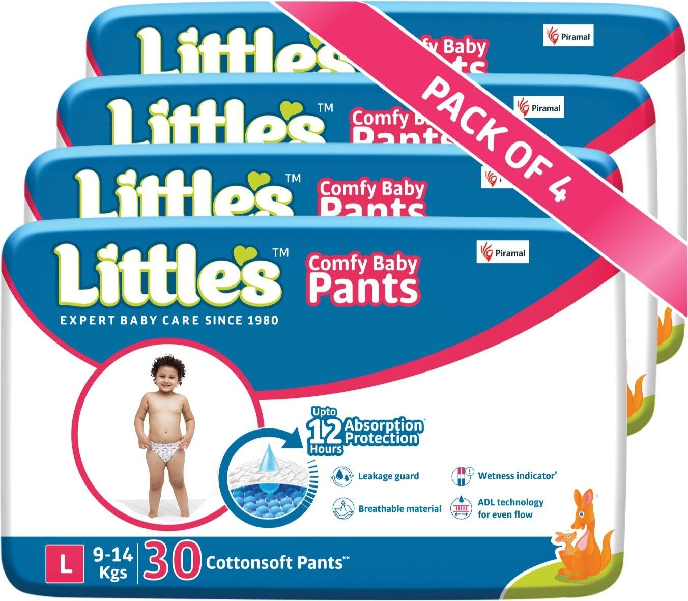 little's Comfy Baby Pants Diapers with Wetness Indicator and 12 hours Absorption | Monthly Pack | Large - L-picture-32