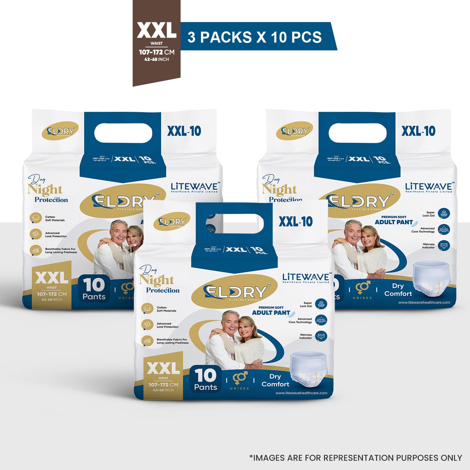 eldry Unisex | Premium Soft Adult Pant Style Diapers | (XXL) | (Pack of 3) Adult Diapers - XXL-picture-18