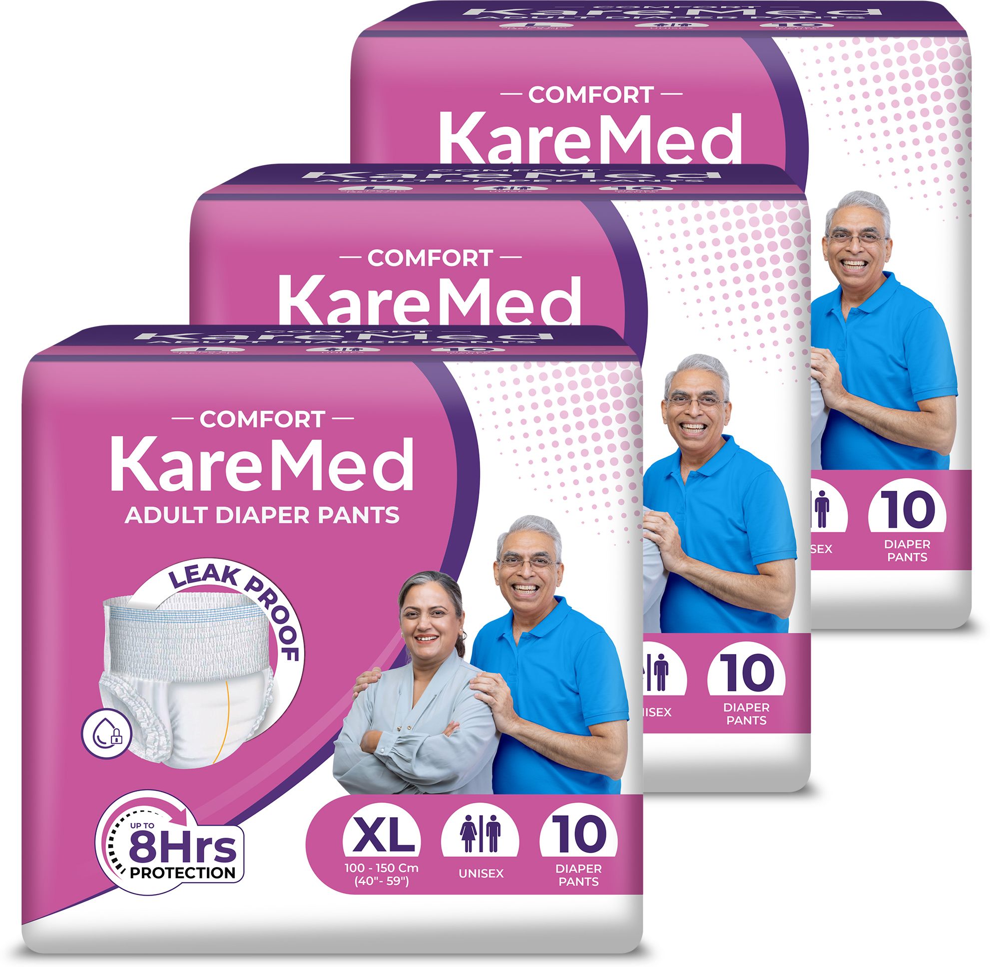 Comfort Adult Diaper Pants, Extra Large 100-150 Cm (40"- 59") Pack of 3 Adult Diapers - XL-image-19